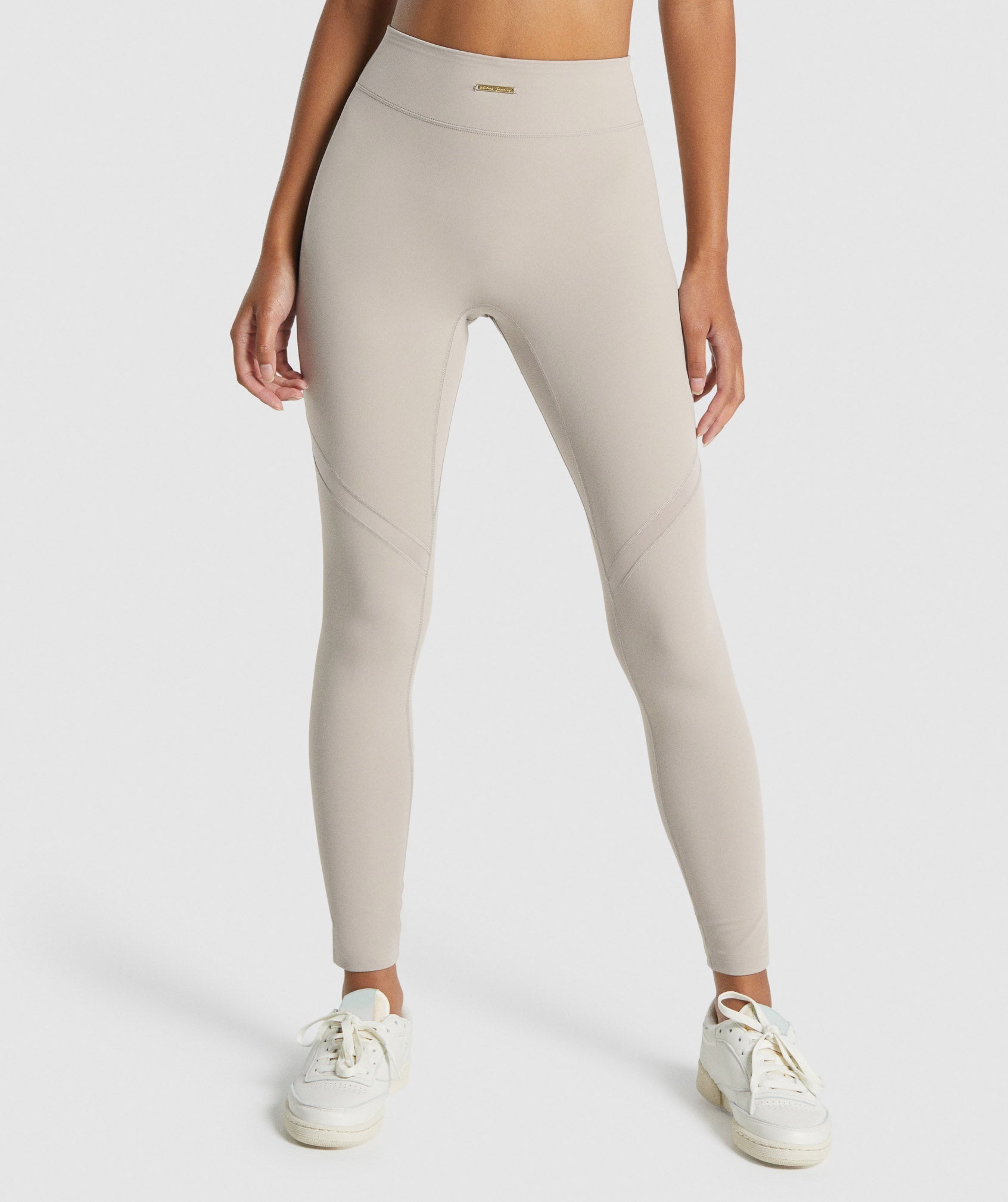 Beige Women's Gymshark Whitney Mesh Leggings | MDPLIS-942