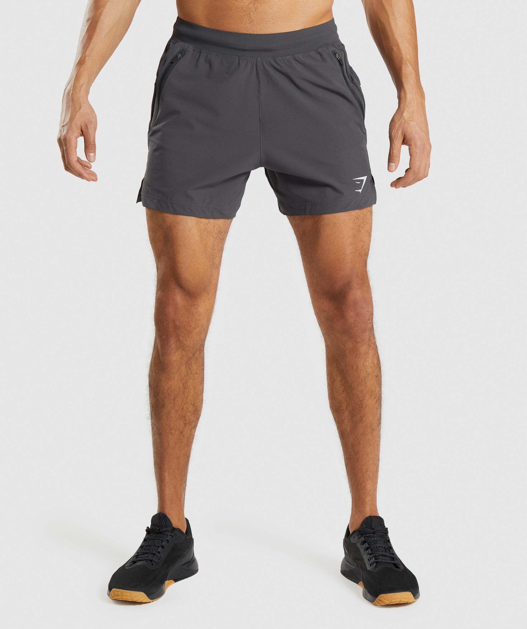 Black Grey Men's Gymshark Apex 5" Perform Shorts | AQSTWR-865