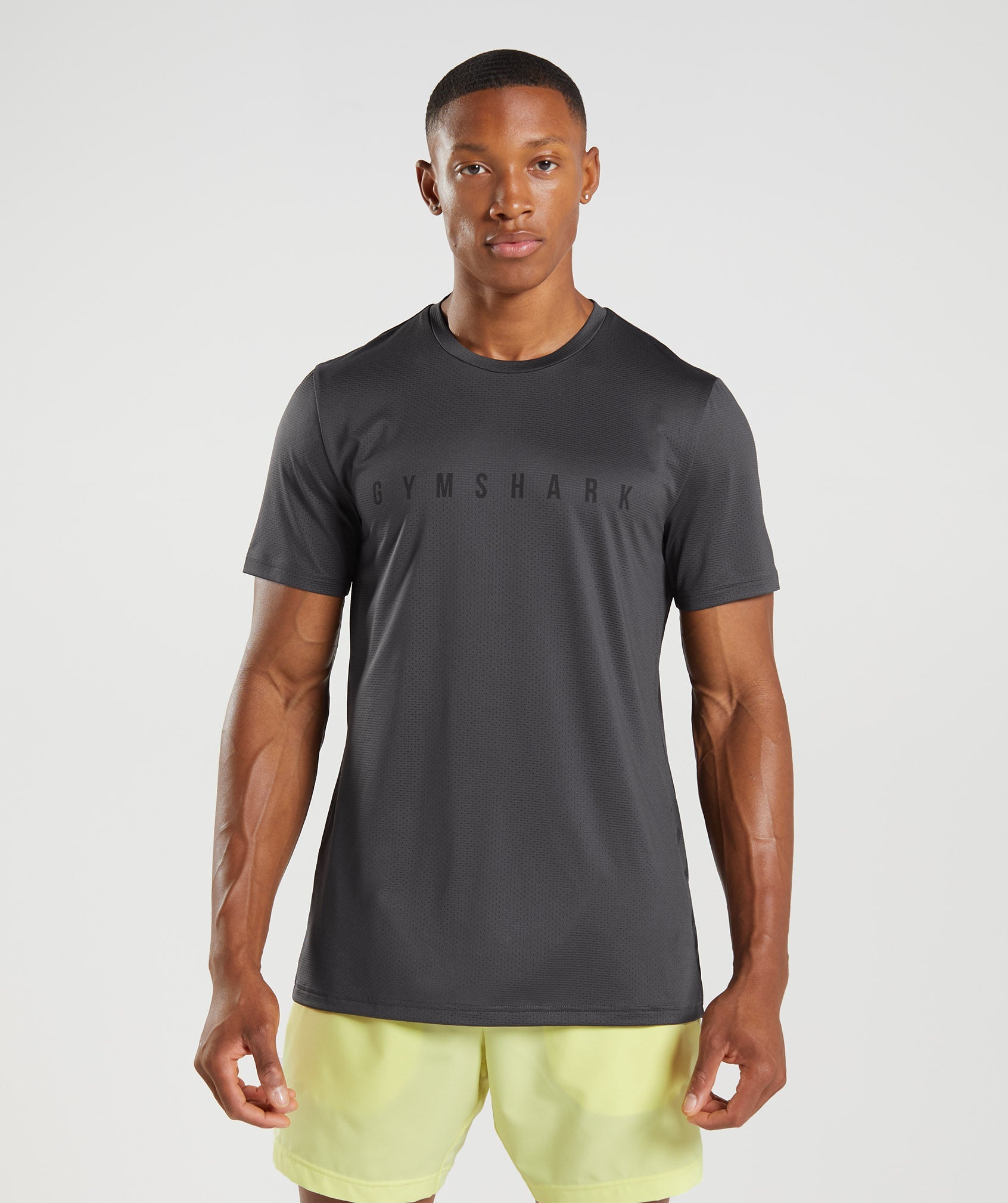 Black Grey Men's Gymshark Sport Stripe T Shirts | GQSLHR-470