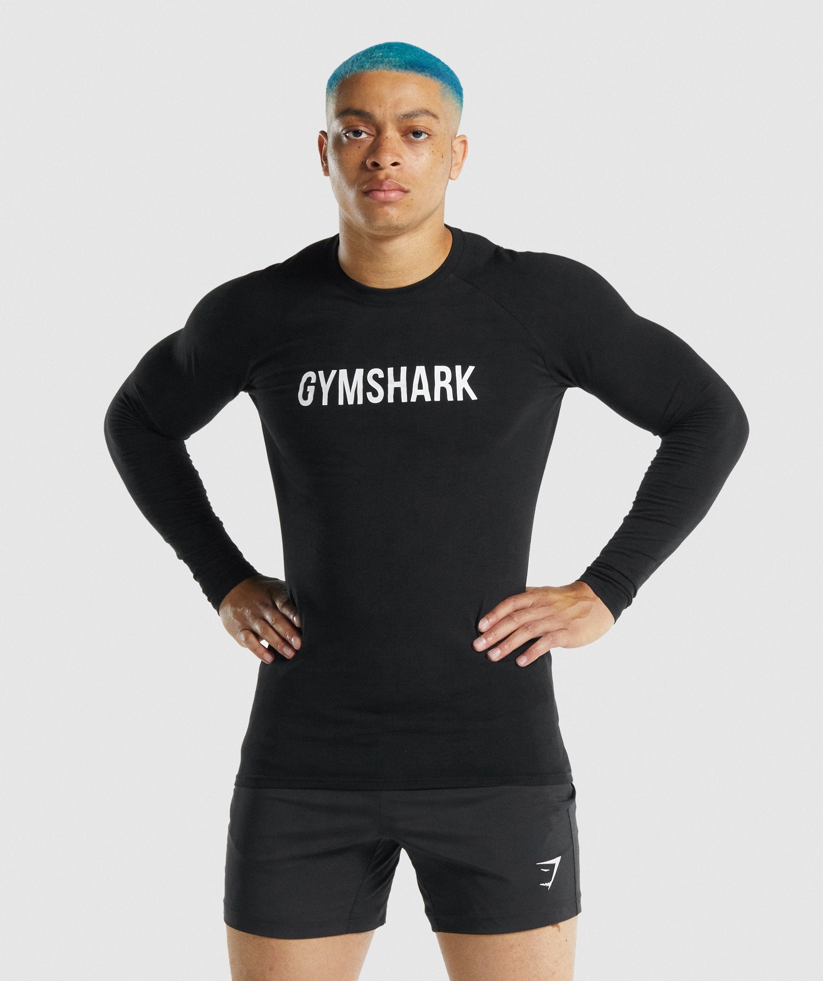 Black Men's Gymshark Apollo Long Sleeve T Shirts | JAMCFD-280