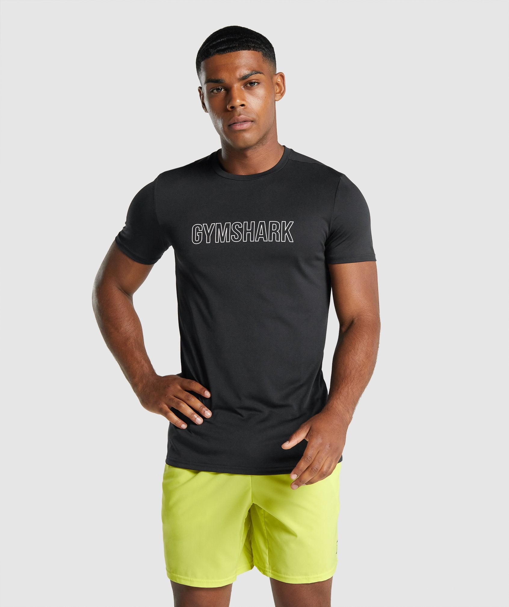 Black Men's Gymshark Arrival Graphic T Shirts | WGISLZ-580