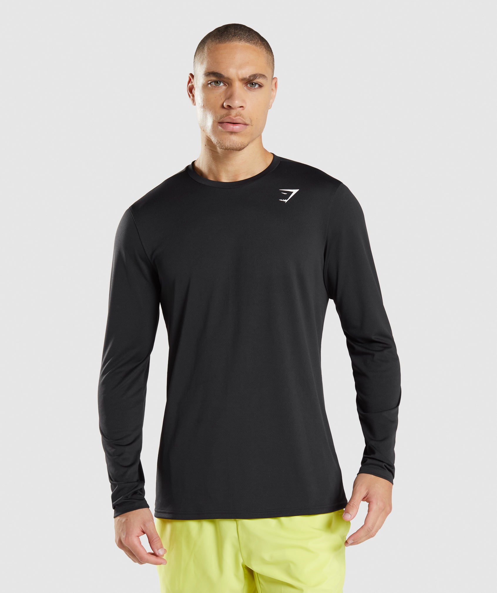 Black Men's Gymshark Arrival Long Sleeve T Shirts | WFMCYV-497