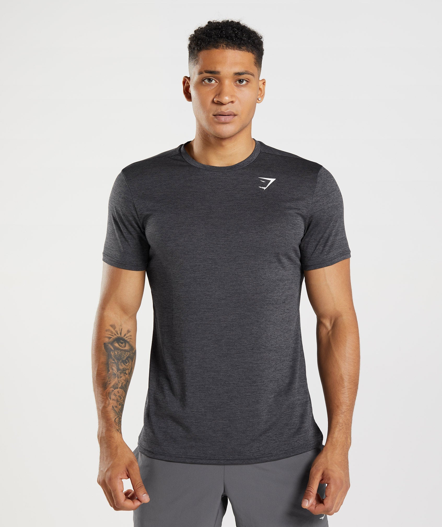 Black Men's Gymshark Arrival Marl T Shirts | XGHREO-426