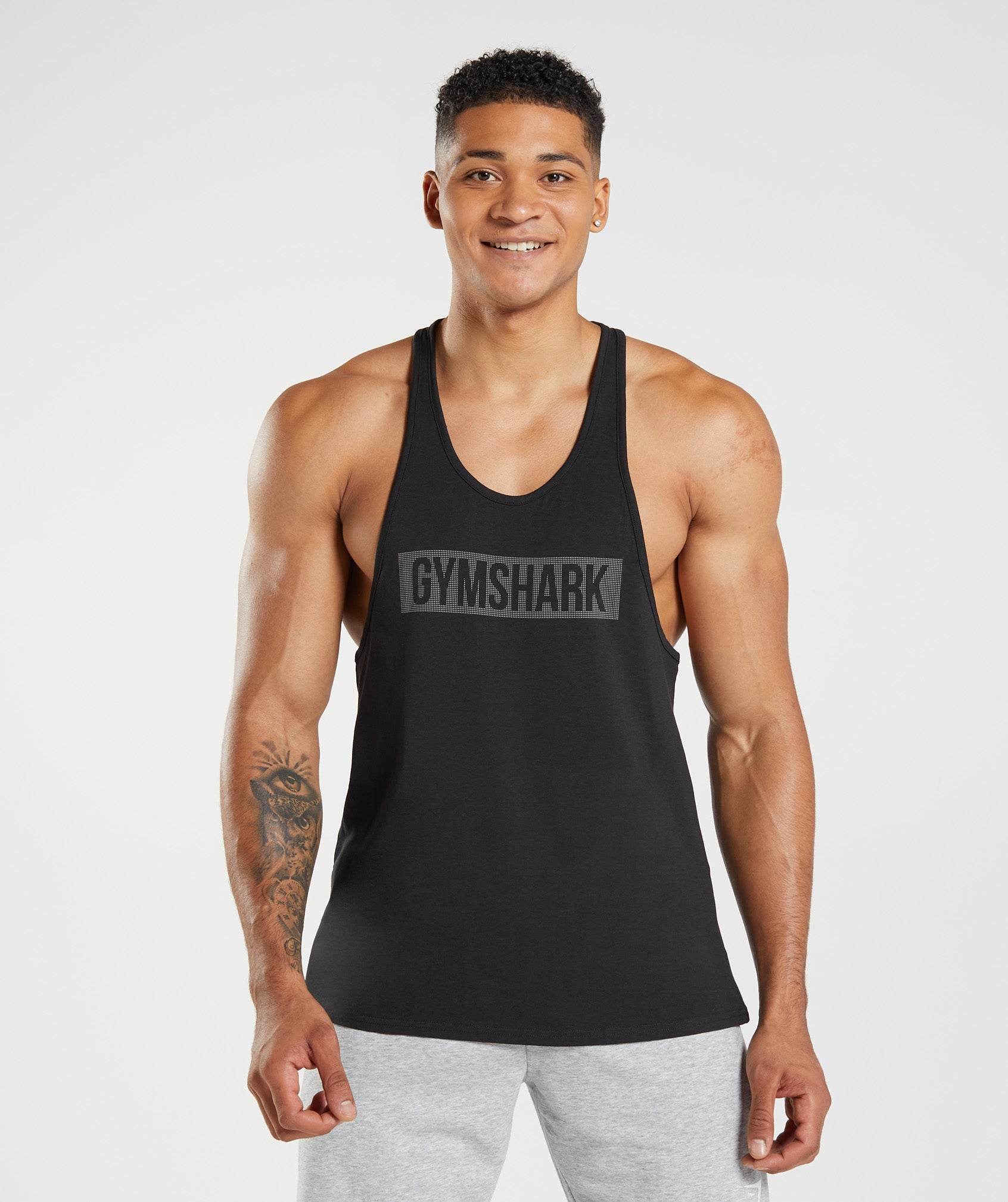 Black Men's Gymshark Block Stringer Vest | IZNMAV-153