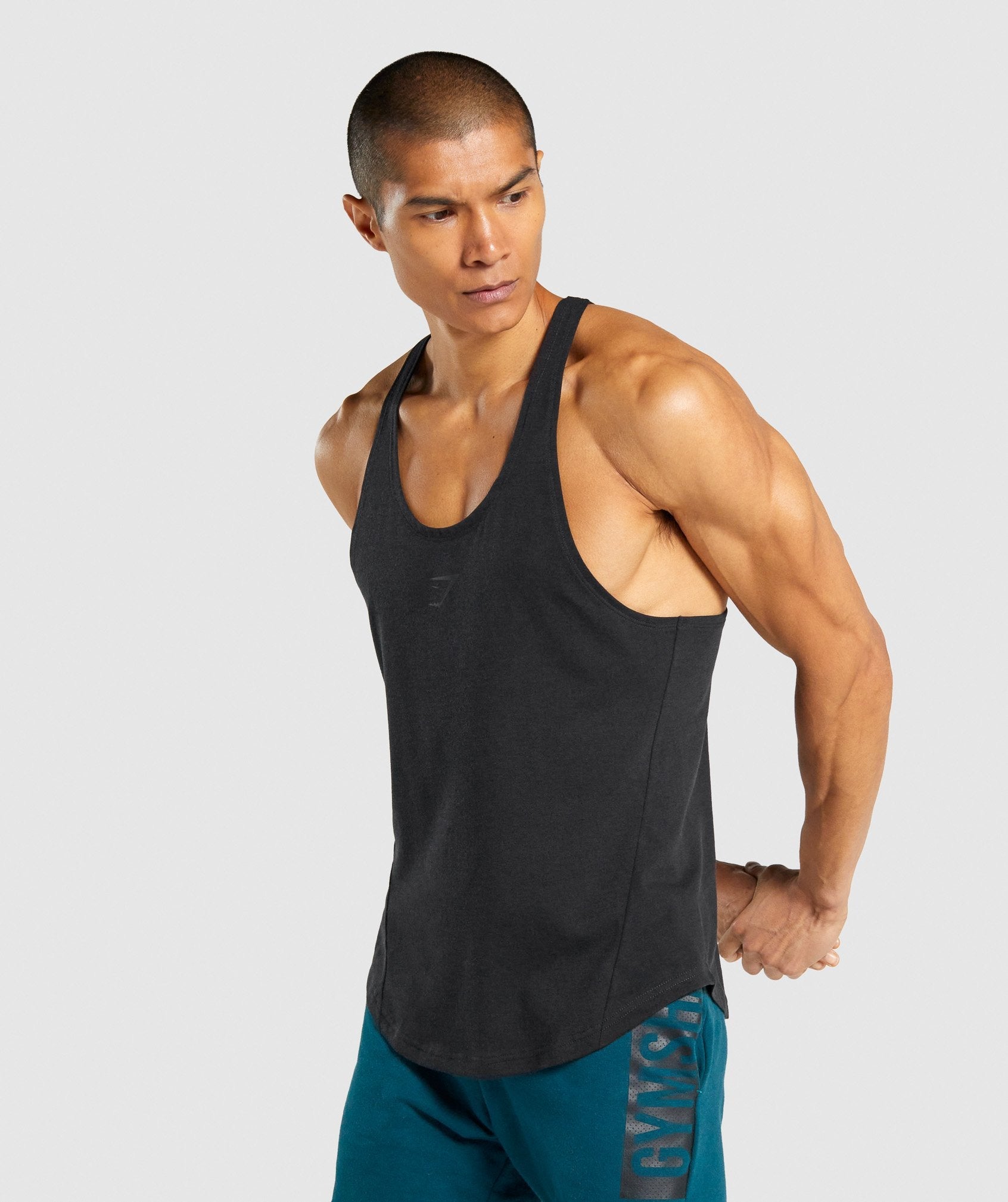 Black Men's Gymshark Bold Stringer Vest | LAVIBU-371