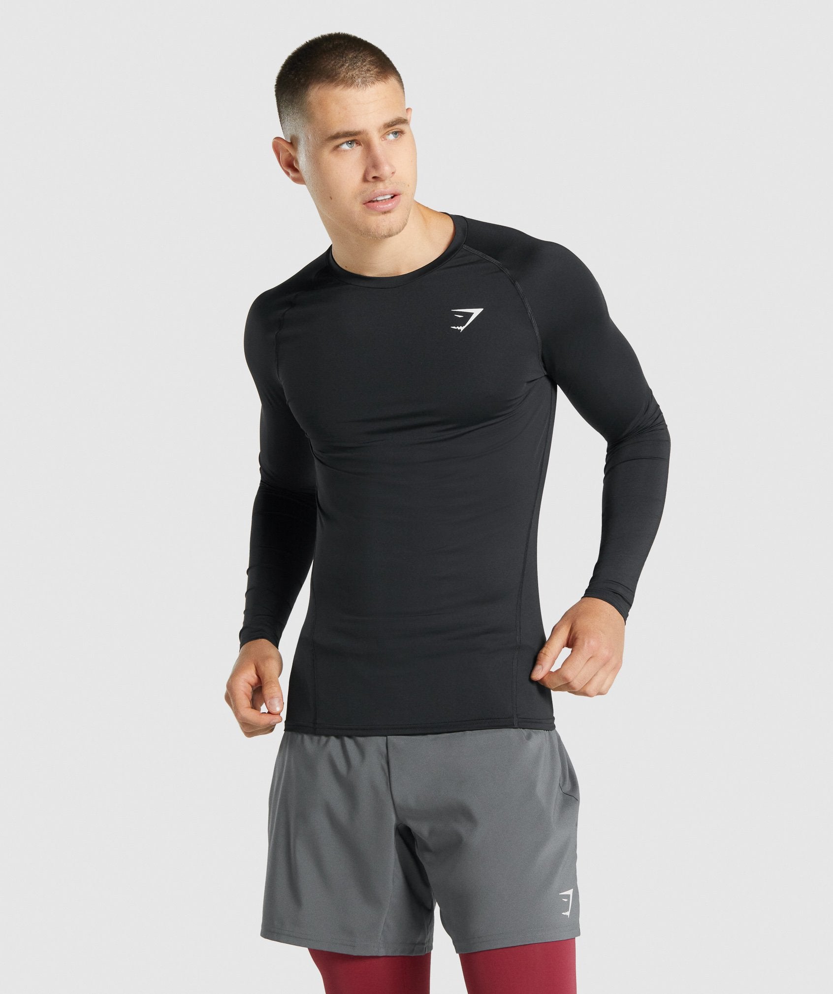 Black Men's Gymshark Element Baselayer Long Sleeve T Shirts | BWEZJL-957