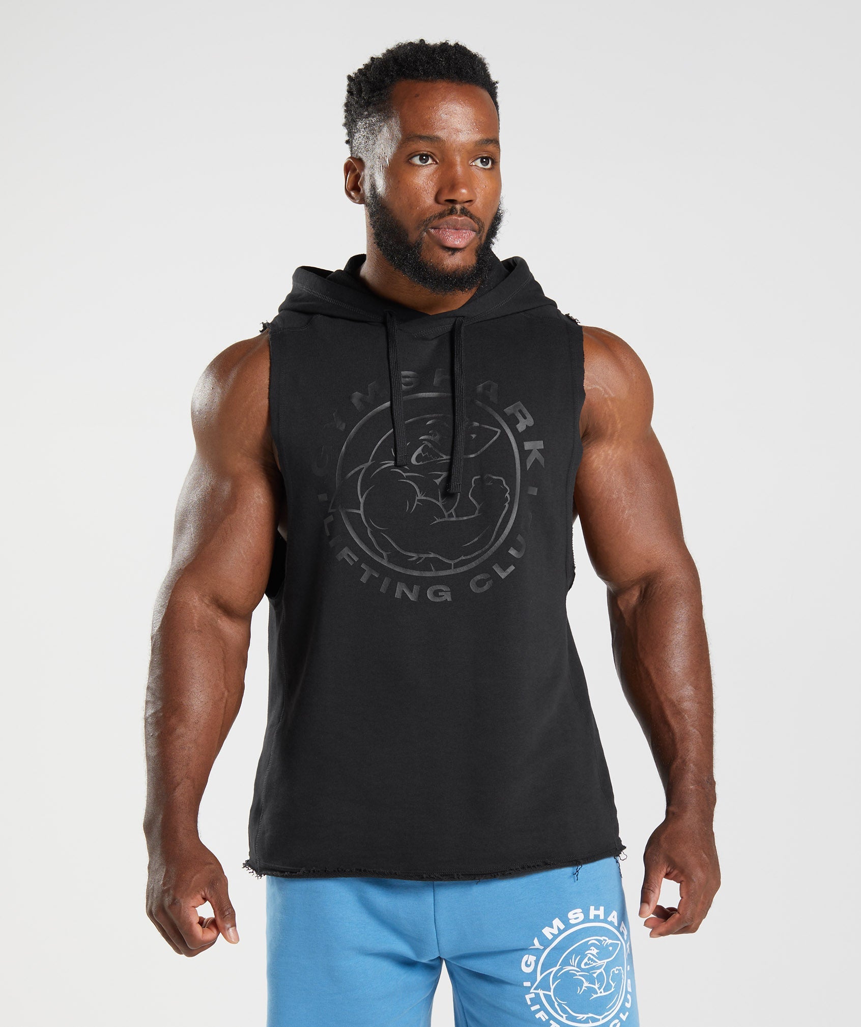 Black Men's Gymshark Legacy Drop Arm Hoodie | QPBKUV-798