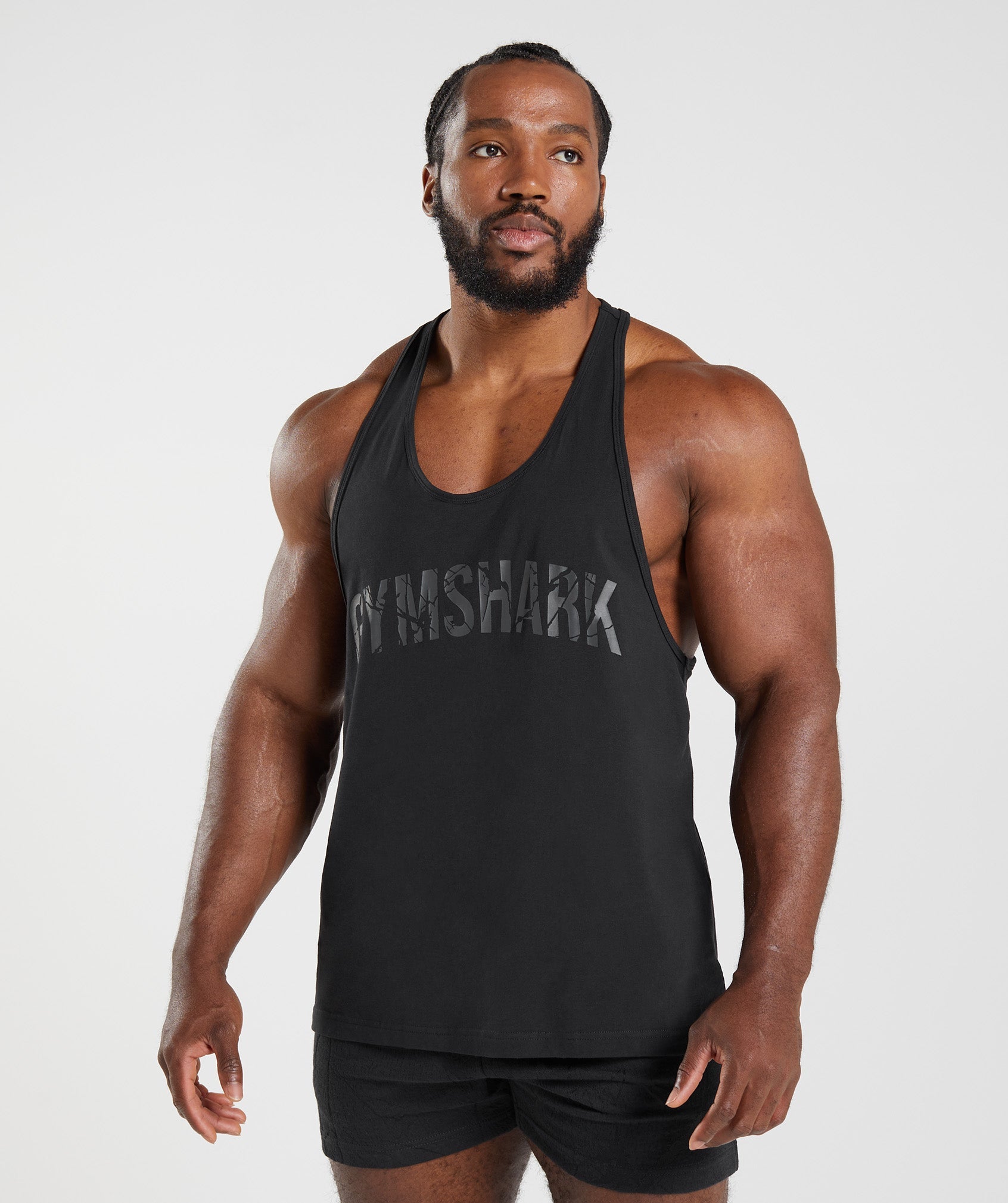 Black Men's Gymshark Power Stringer Vest | KZQOSW-068