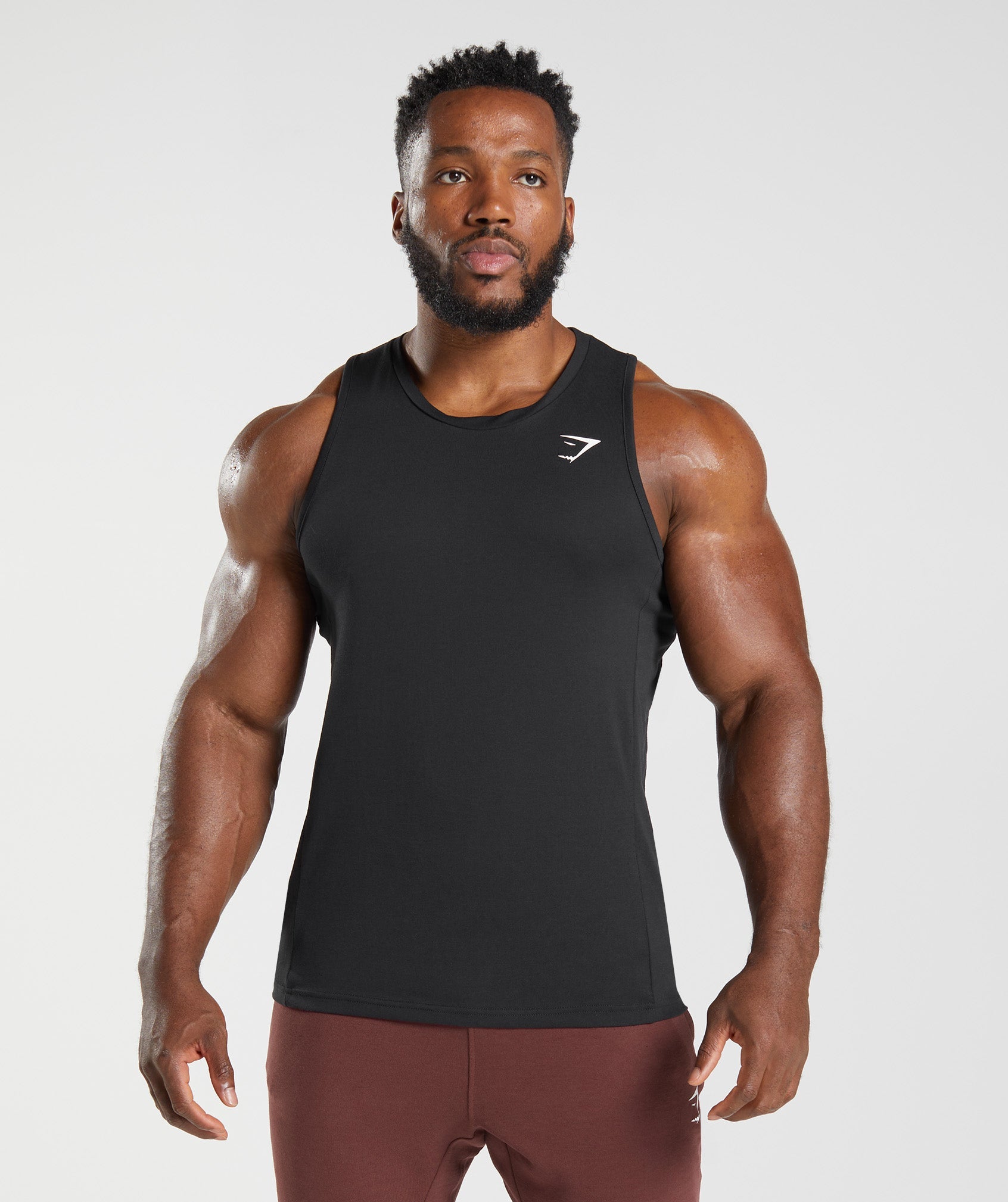 Black Men's Gymshark React Tanks | WKTLCG-547