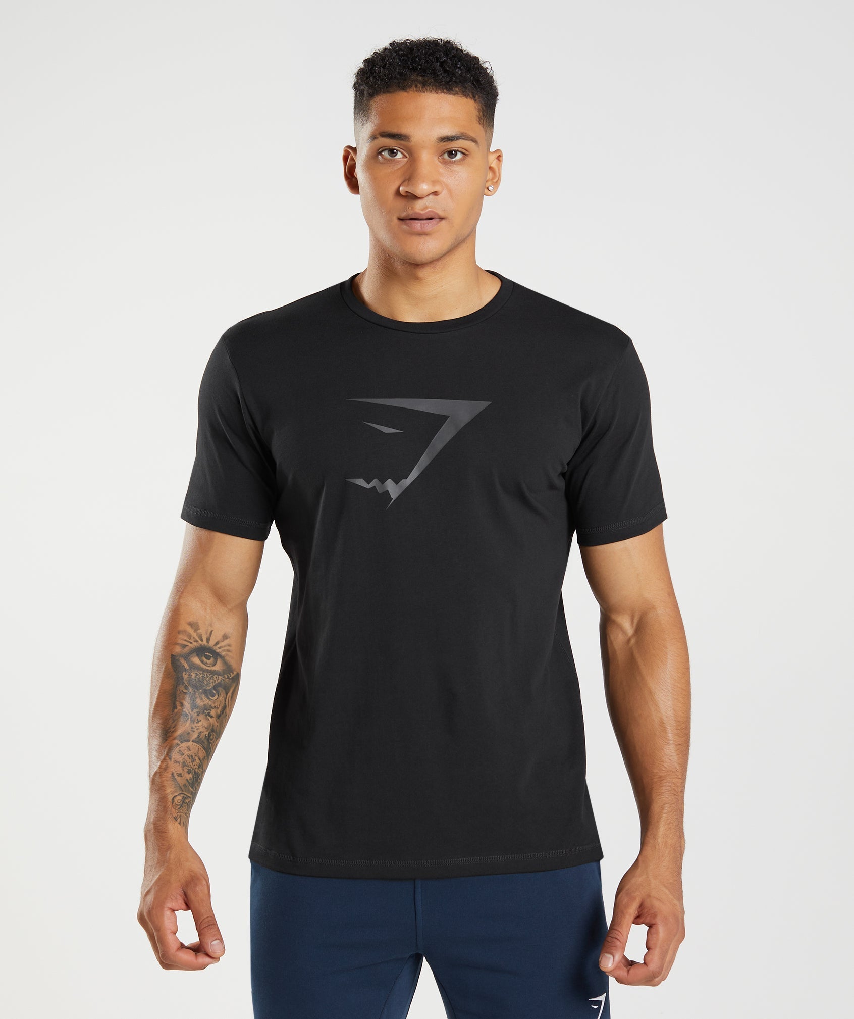 Black Men's Gymshark Sharkhead Infill T Shirts | XGVUSH-315