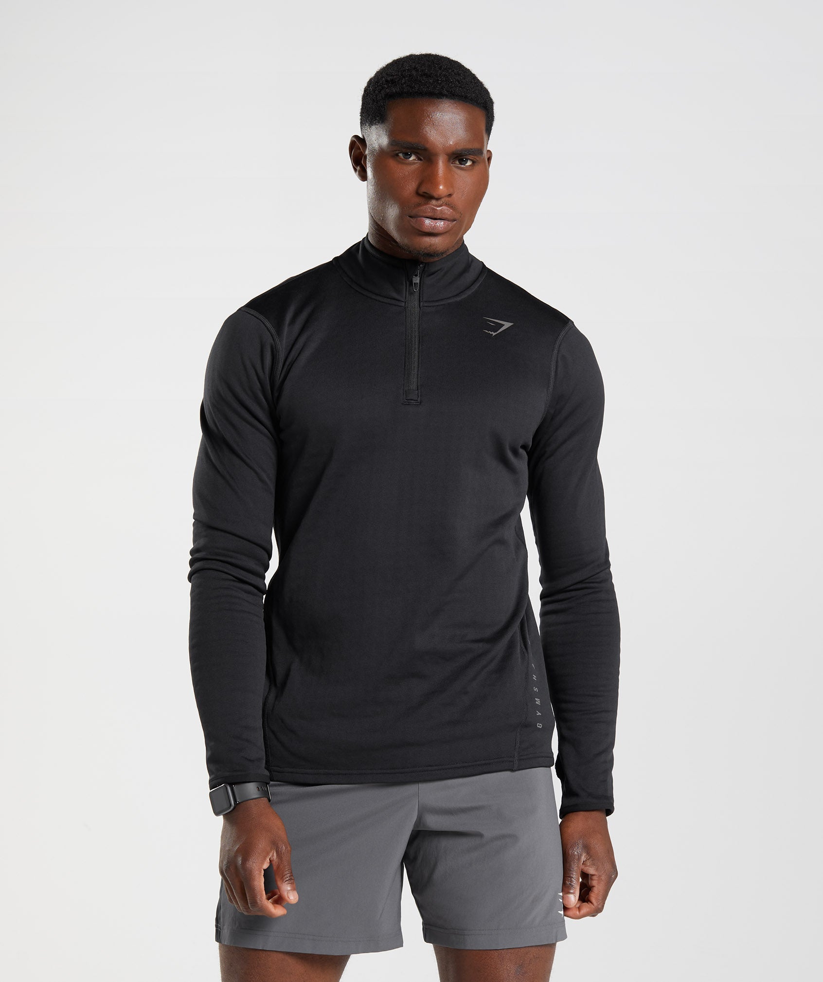 Black Men's Gymshark Sport 1/4 Zip Tops | GUJEMB-143