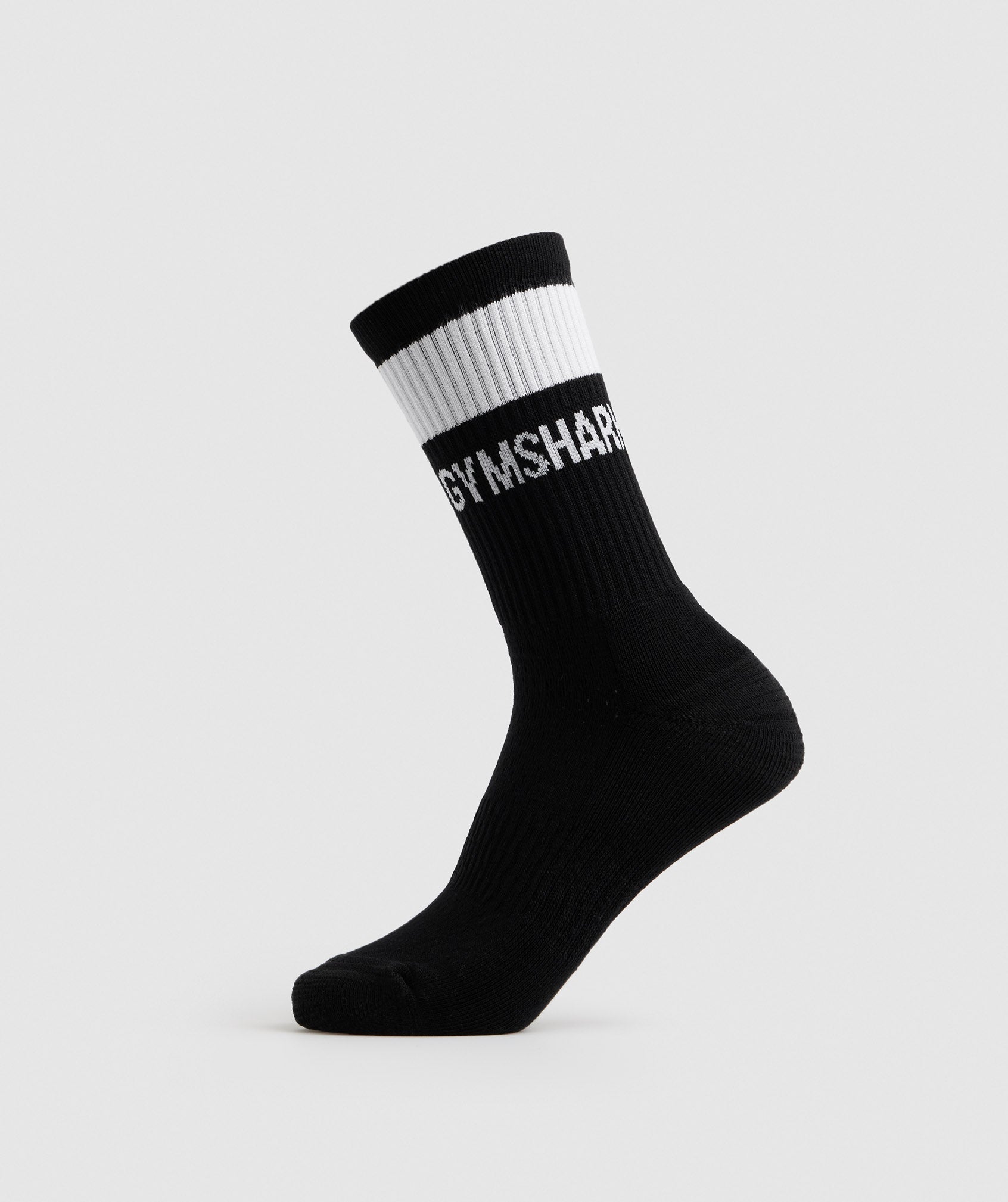 Black / White Men's Gymshark Premium Jacquard Single Socks | HUYSCJ-132