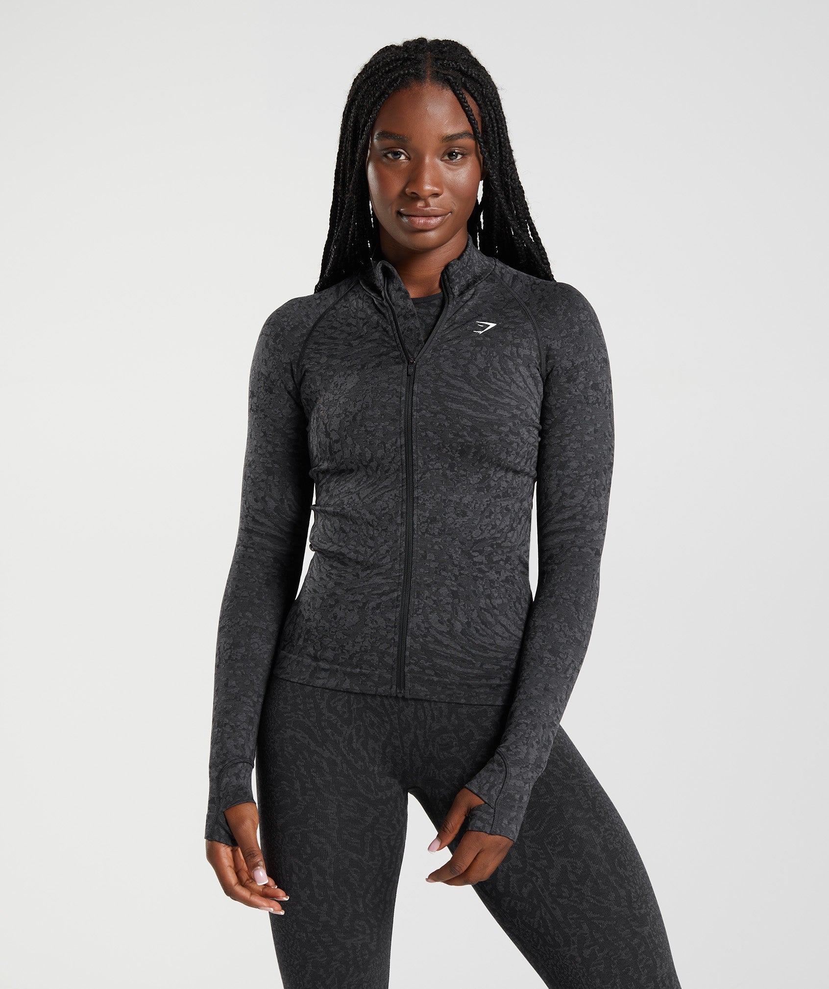 Black Women's Gymshark Adapt Animal Zip Through Sweatshirts | DRHVCI-370