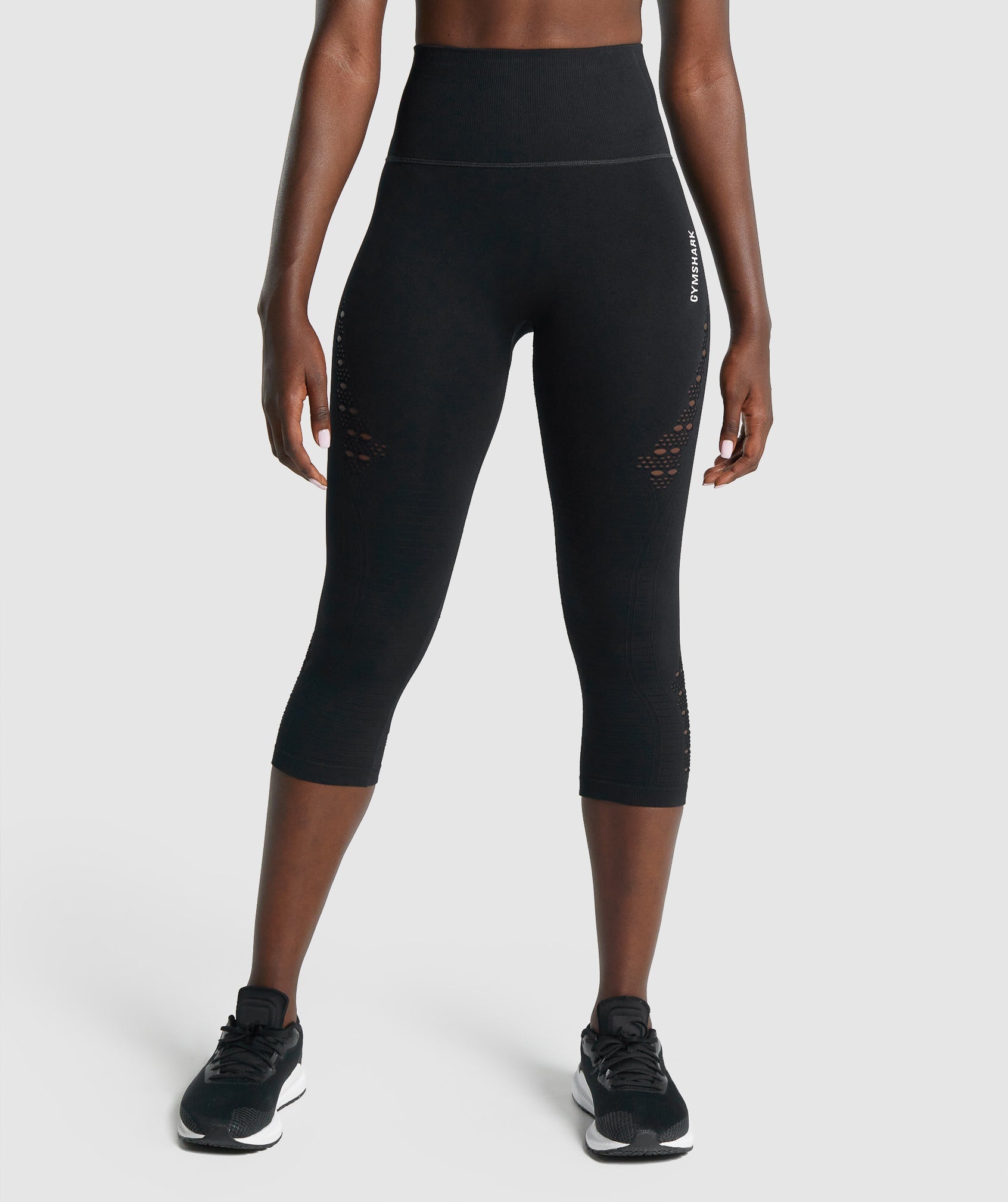 Black Women's Gymshark Energy Seamless Cropped Leggings | BHMDIC-493