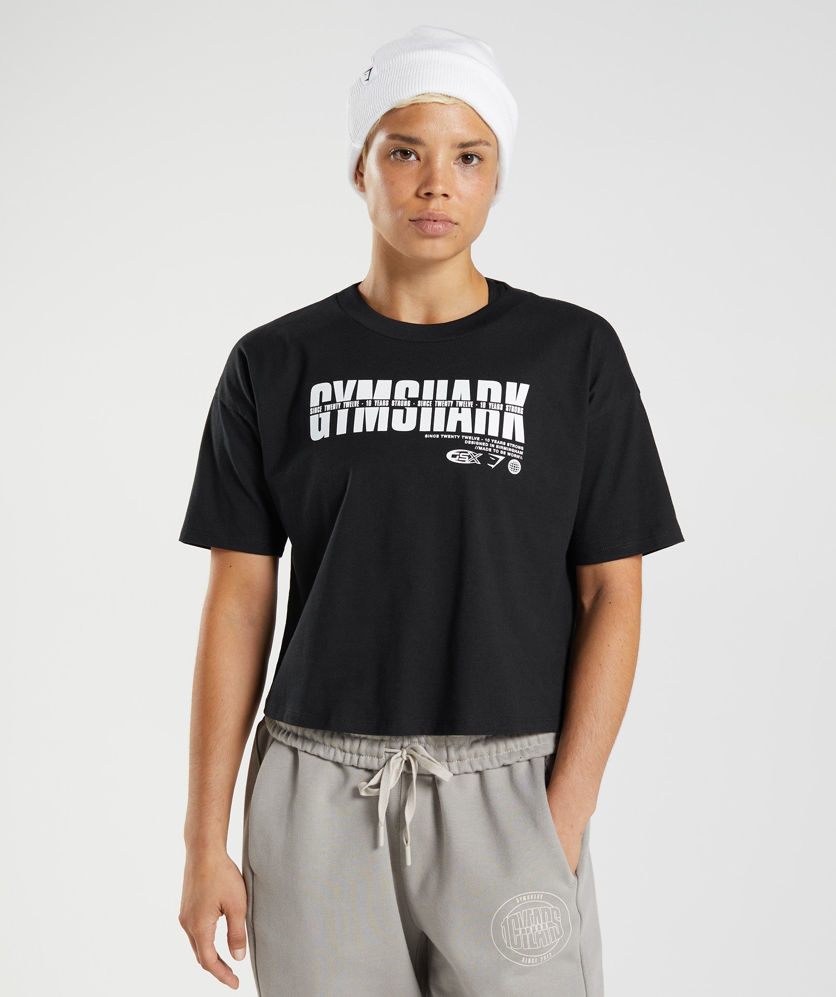 Black Women's Gymshark GS10 Year Midi Tops | KLOSDU-928