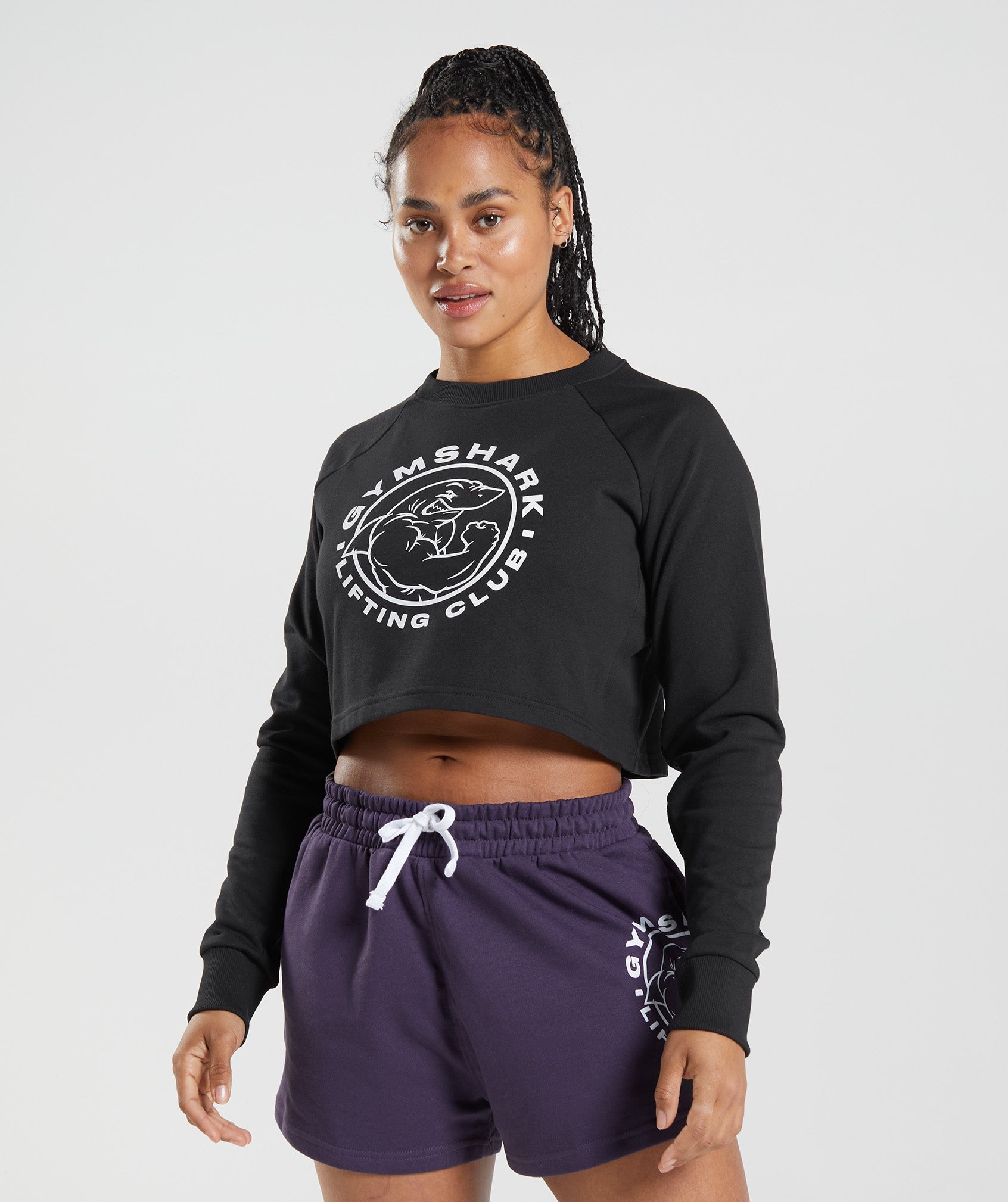 Black Women's Gymshark Legacy Cropped Sweaters | BKCVRT-413