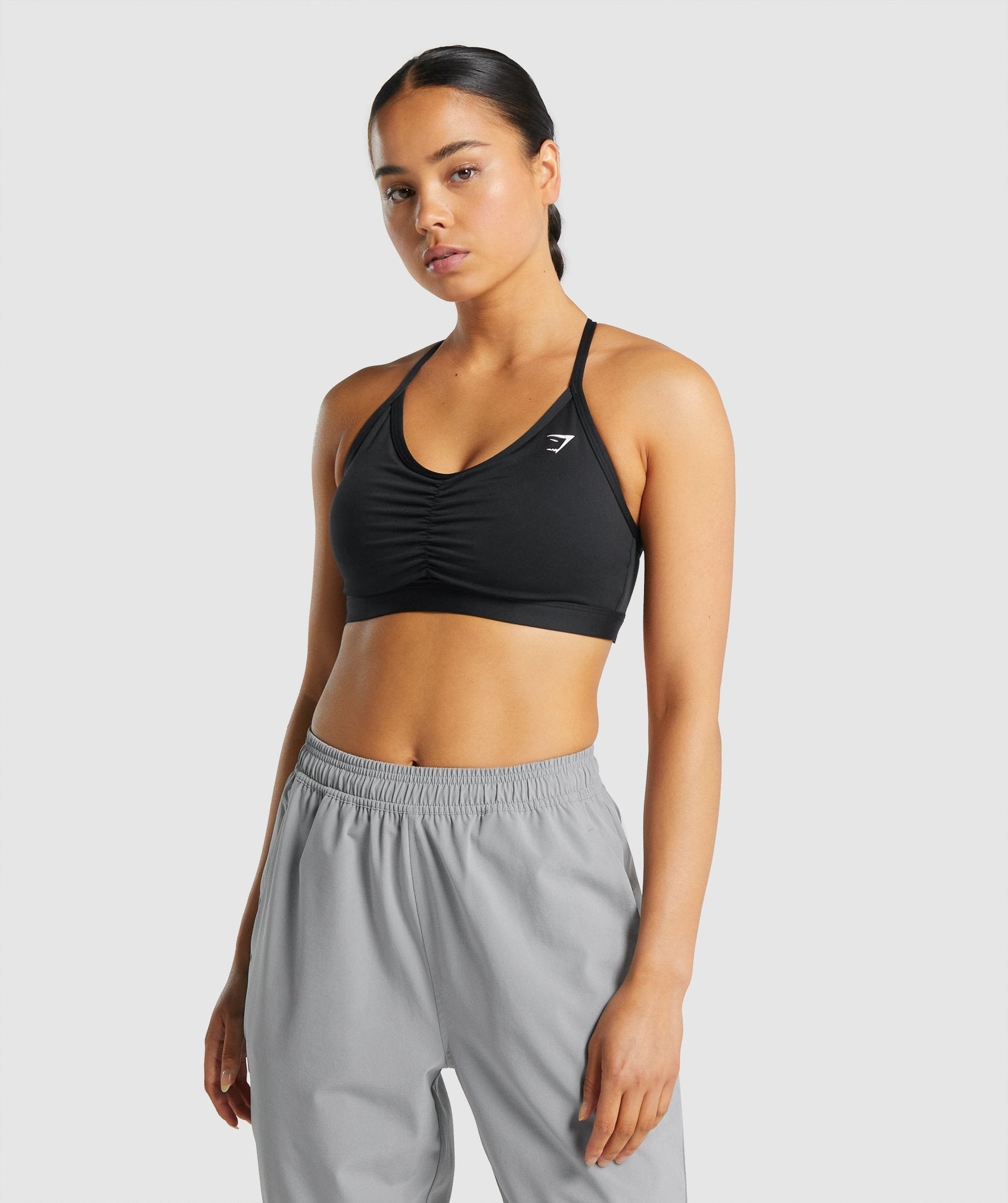 Black Women's Gymshark Ruched Sports Bra | EPMZOI-132