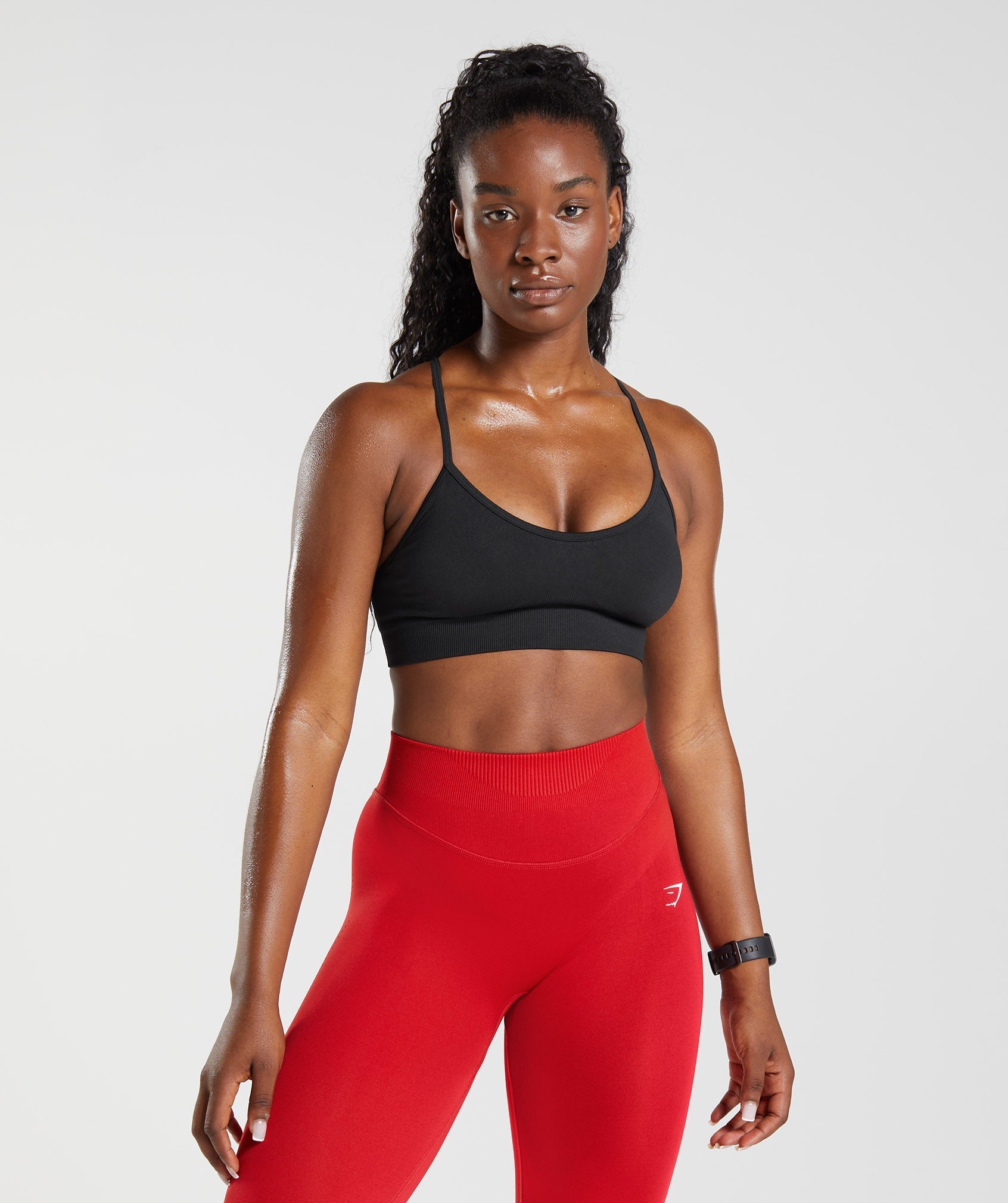 Black Women's Gymshark Sweat Seamless Sports Bra | UOTKHM-968