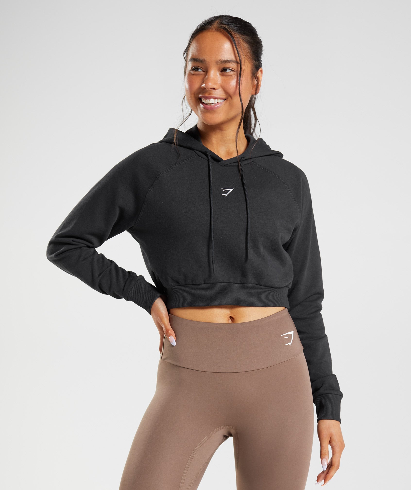 Black Women's Gymshark Training Cropped Hoodie | COLYNE-605