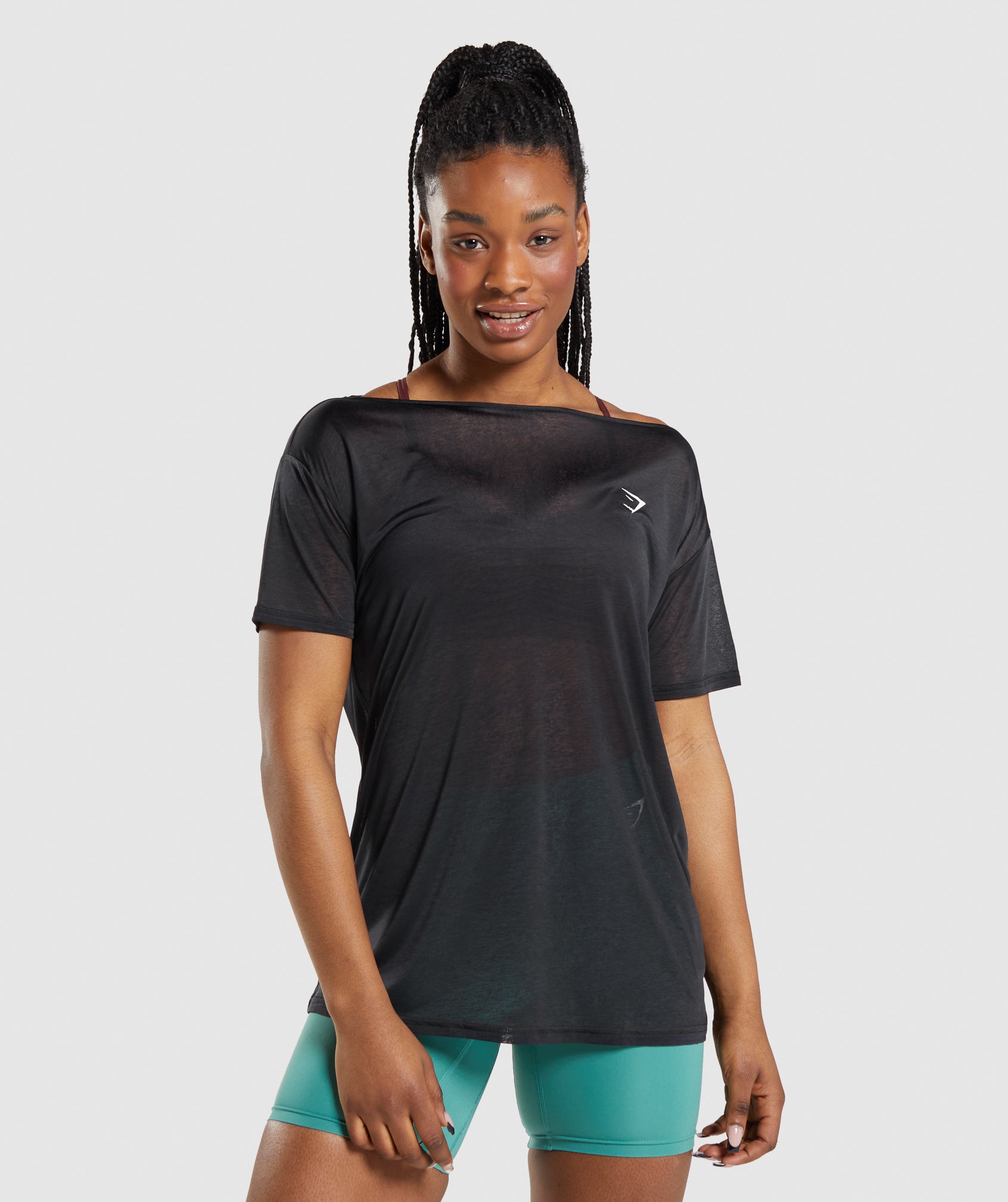 Black Women's Gymshark Training Oversized Tops | QXGWPS-402