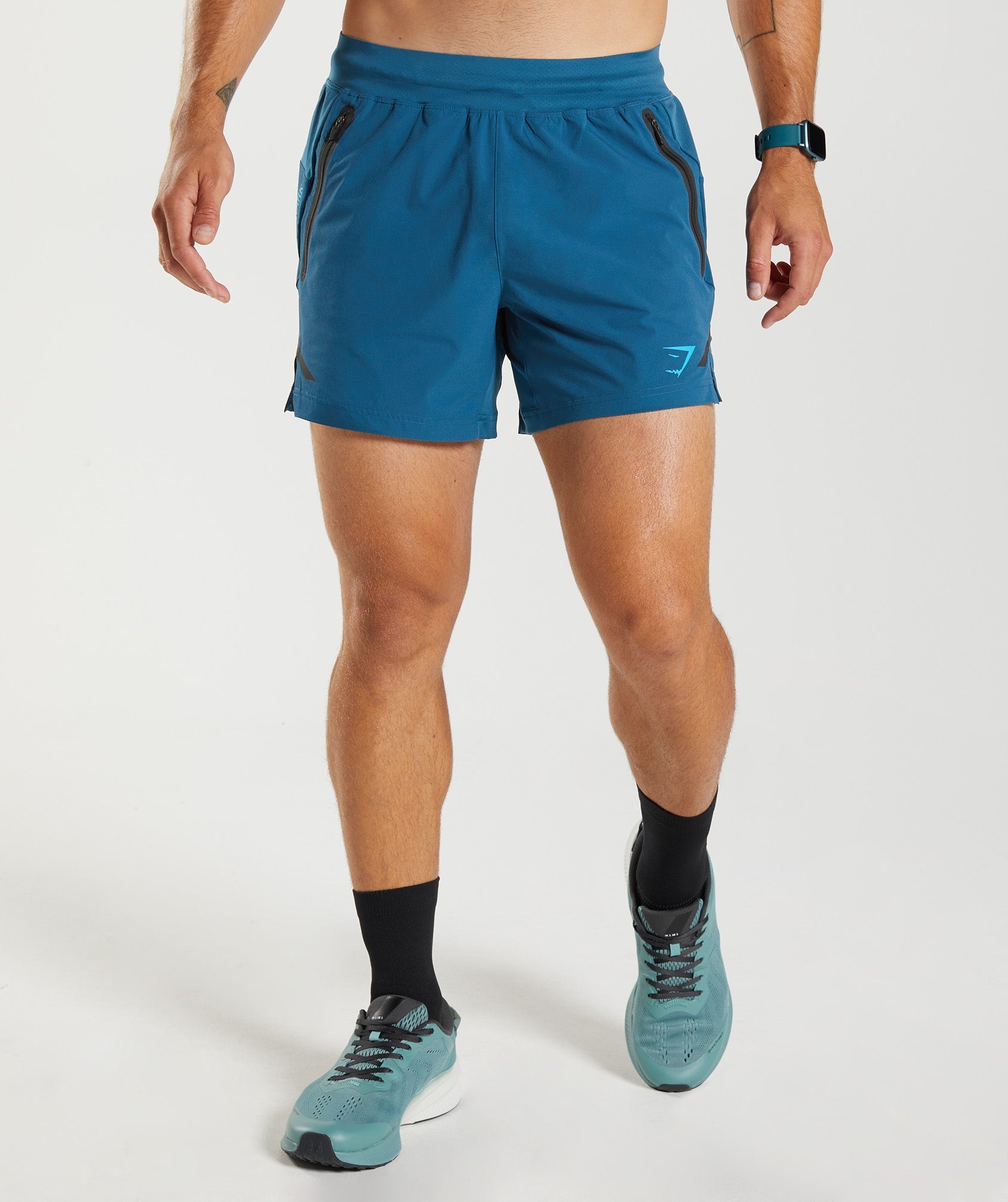 Blue Men's Gymshark Apex 5" Perform Shorts | OUYGLI-846