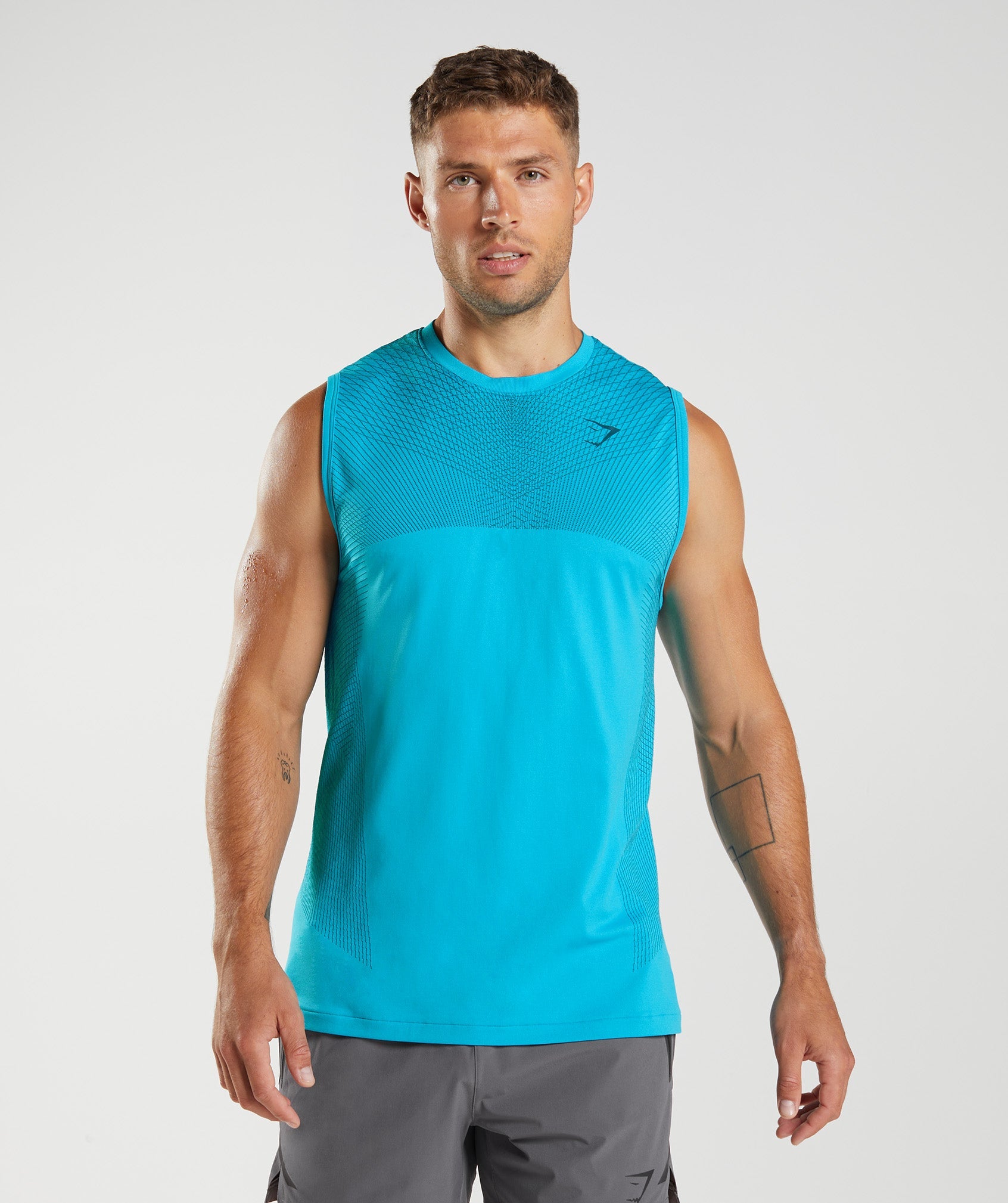 Blue Men's Gymshark Apex Seamless Tanks | QXORIT-743