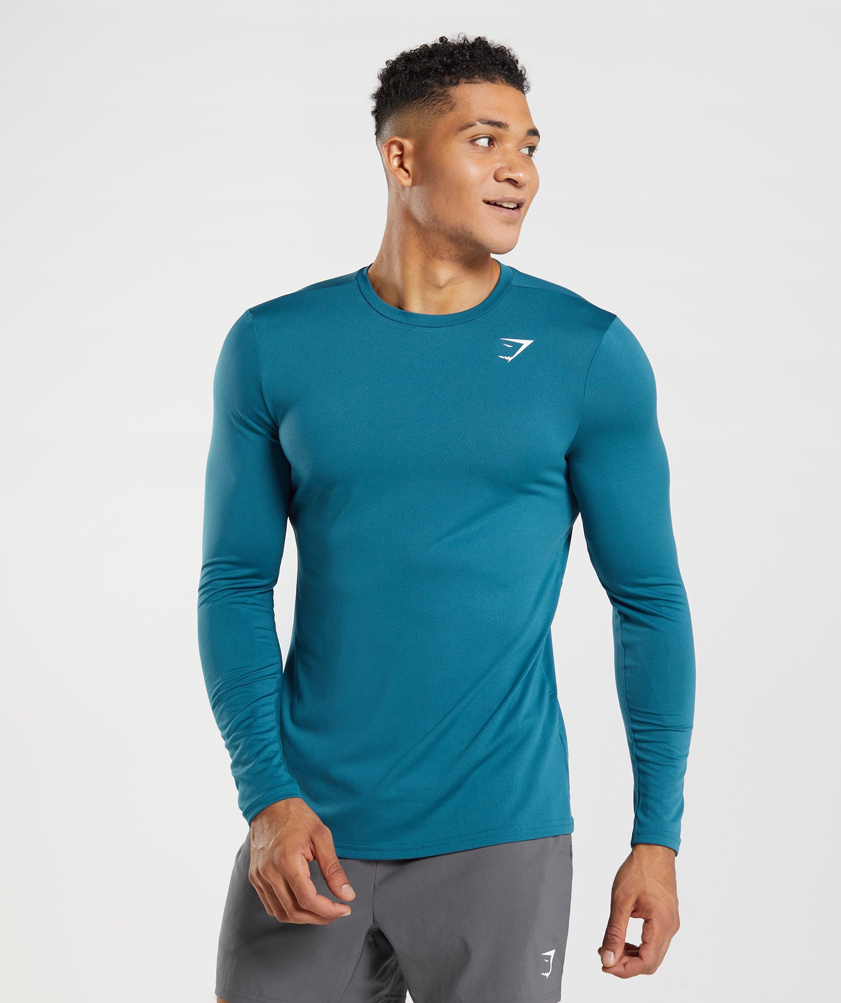 Blue Men's Gymshark Arrival Long Sleeve T Shirts | RCQXYL-132