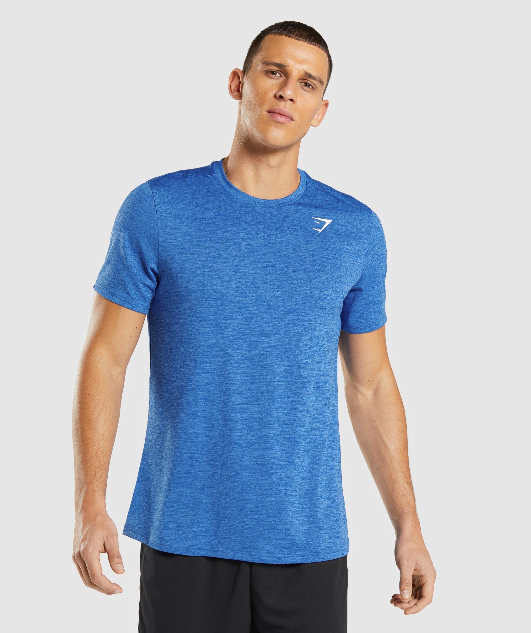 Blue Men's Gymshark Arrival Marl T Shirts | SRMGBX-068