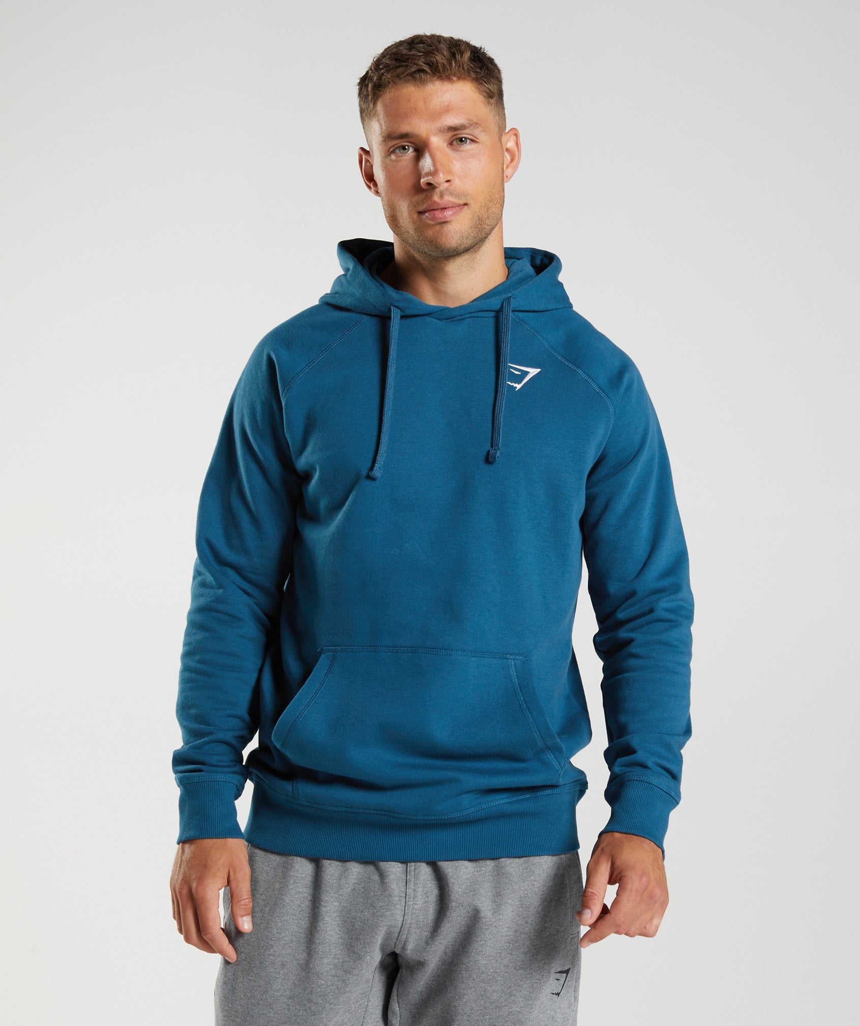 Blue Men's Gymshark Crest Hoodie | ZMABWE-548