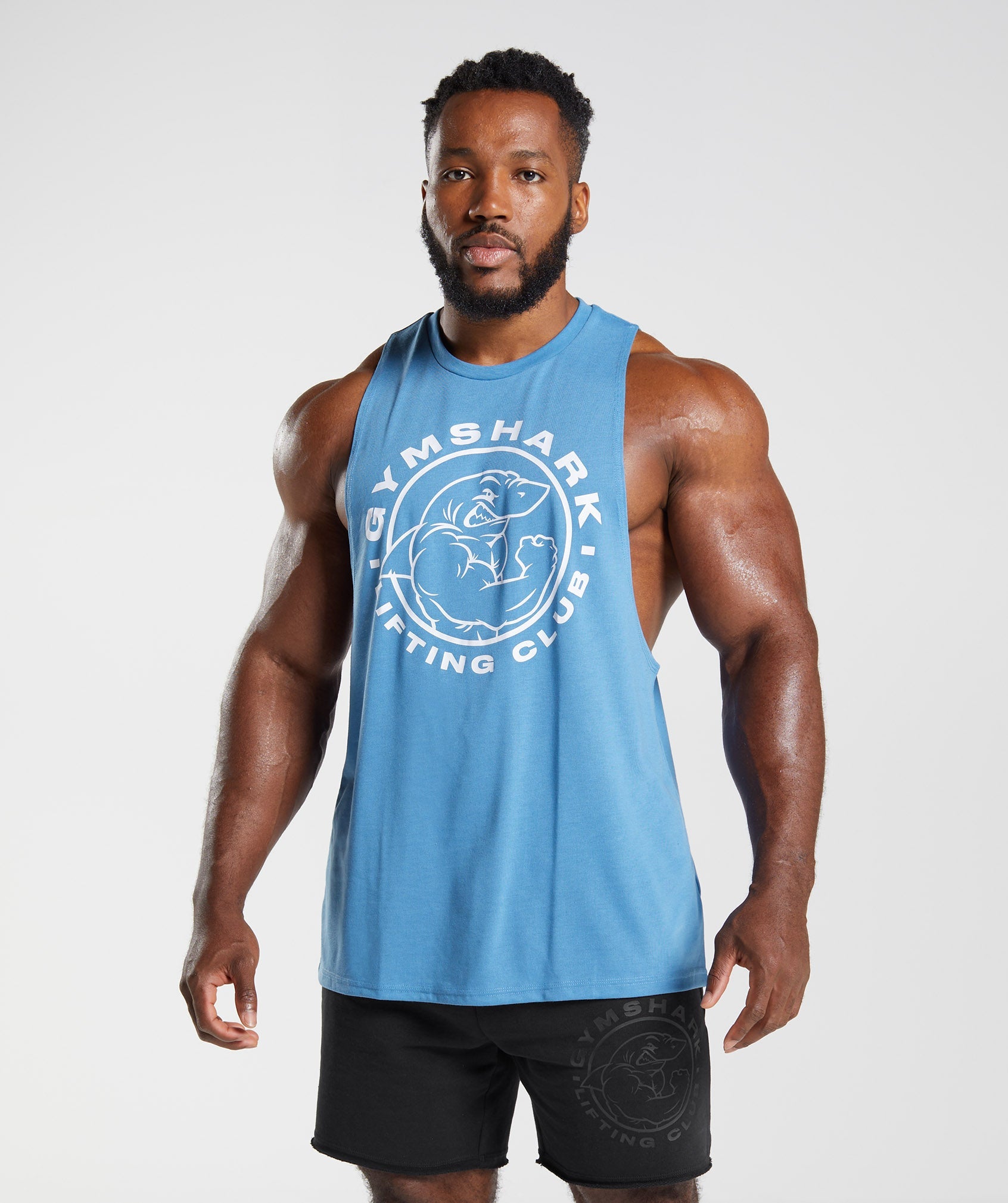 Blue Men's Gymshark Legacy Drop Arm Tanks | RGJYNK-158