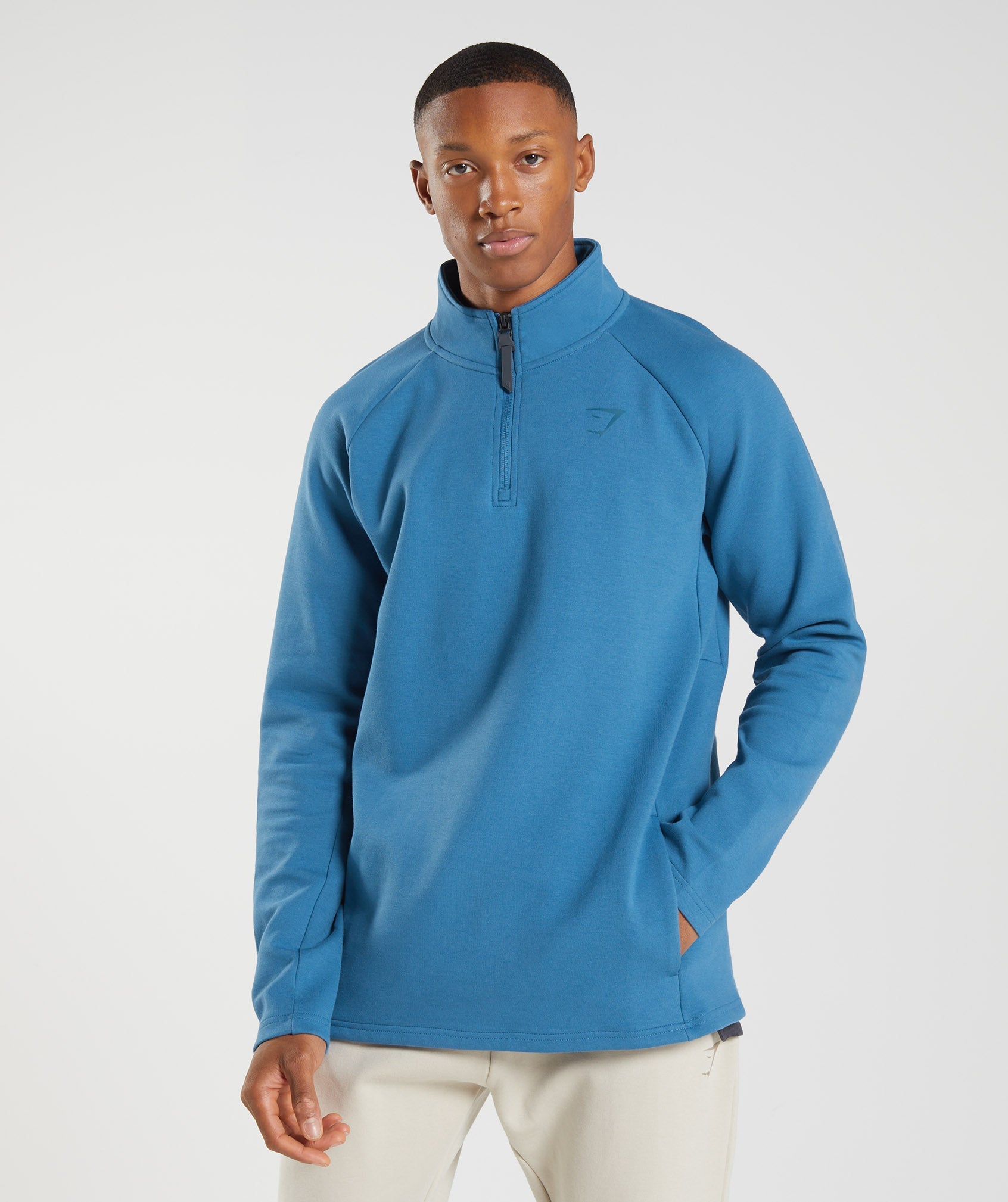 Blue Men's Gymshark Rest Day 1/4 Zip Tops | LUYMXW-350