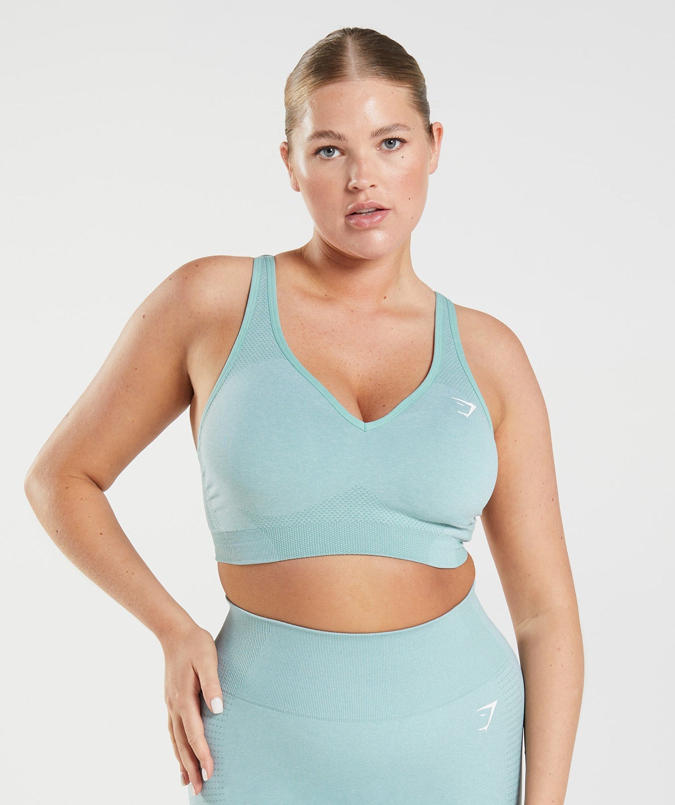 Blue Women's Gymshark Vital Seamless 2.0 V Neck Sports Bra | GLCNHP-354