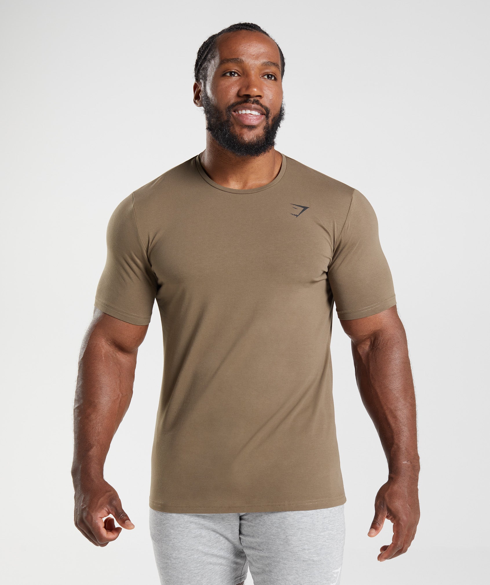 Brown Men's Gymshark Essential T Shirts | AFDBER-820