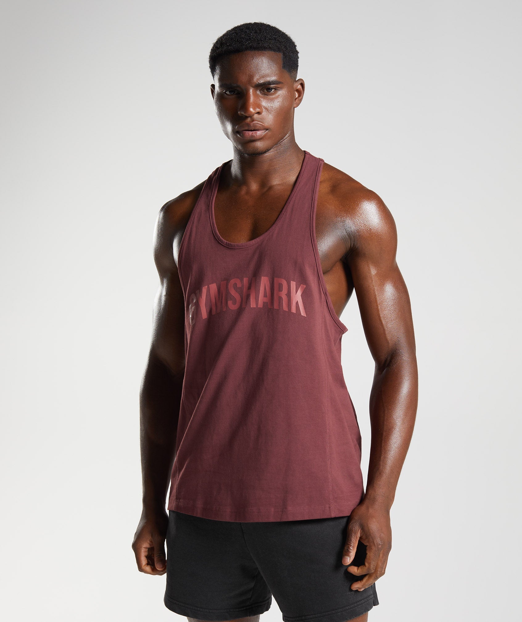 Brown Men's Gymshark Power Stringer Vest | UFSRLY-487