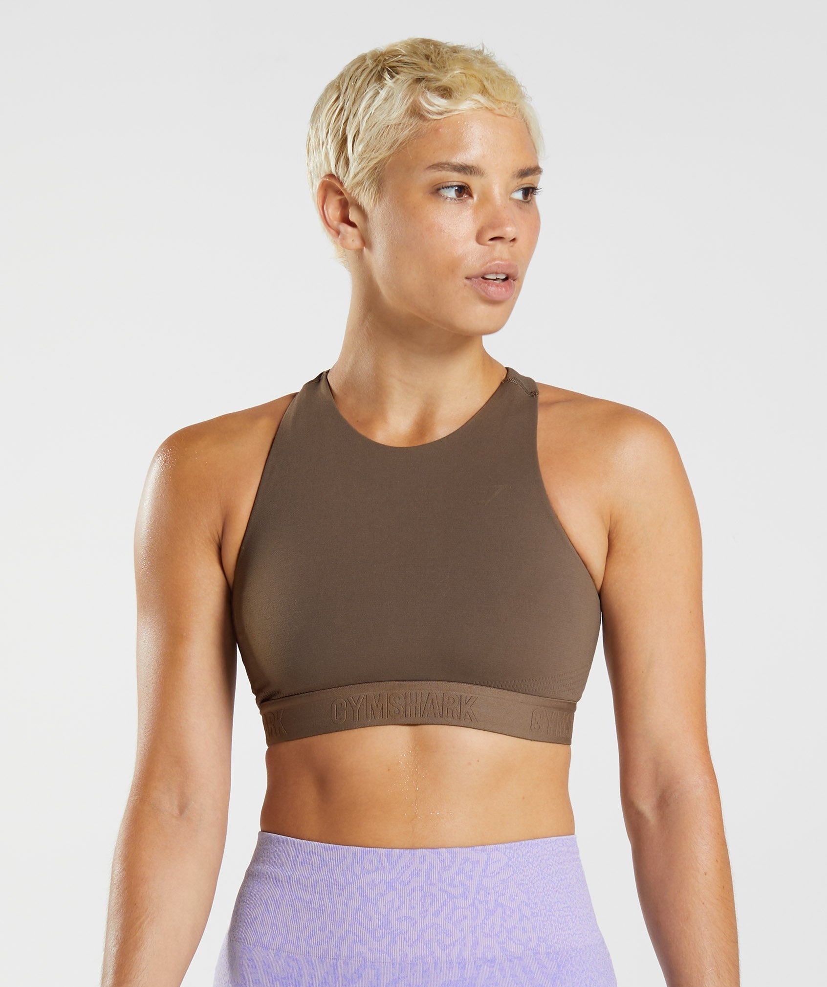 Brown Women's Gymshark 315 Performance High Neck Sports Bra | CBTHGY-071