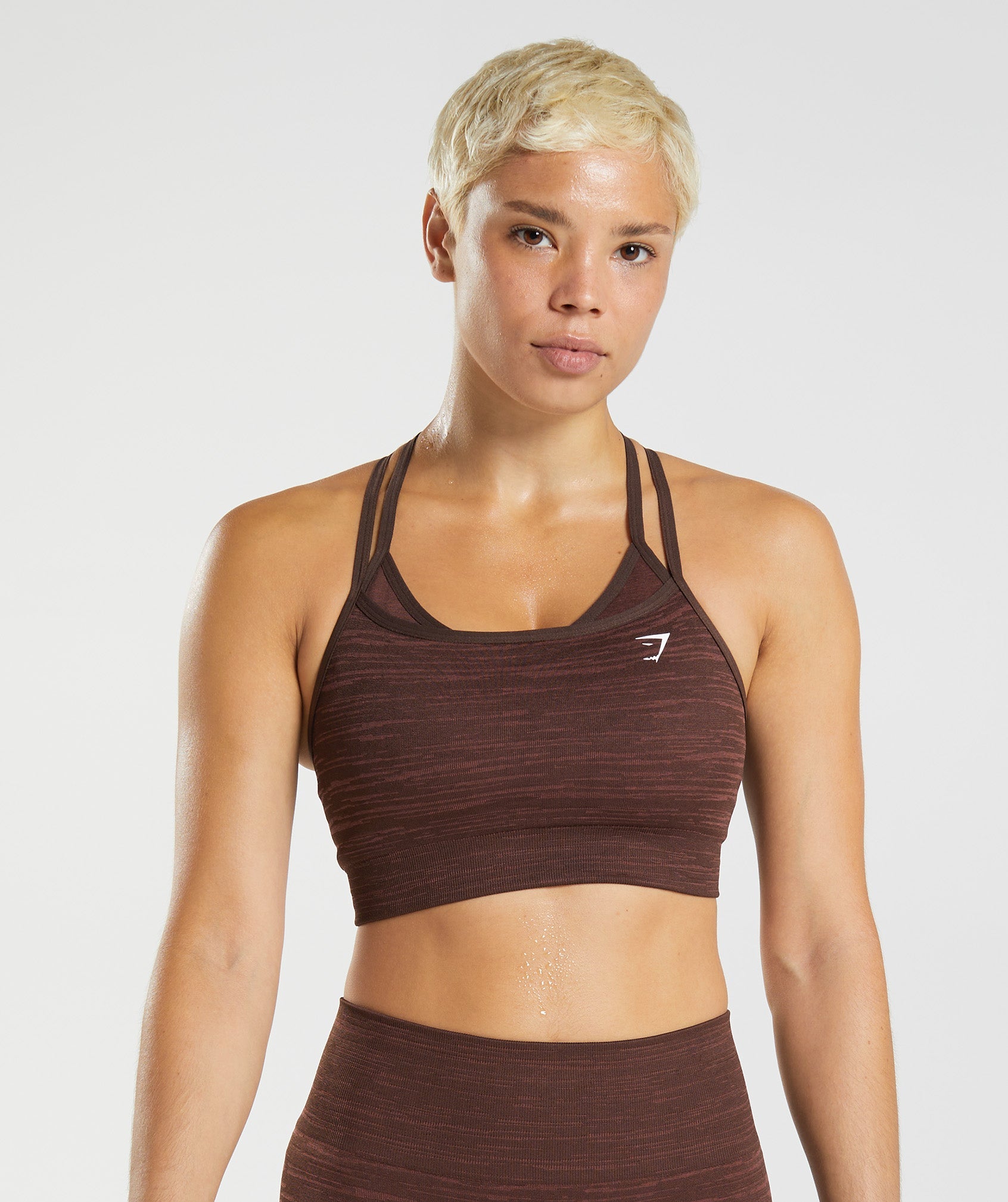 Brown Women's Gymshark Adapt Marl Seamless Sports Bra | SUPDHY-502