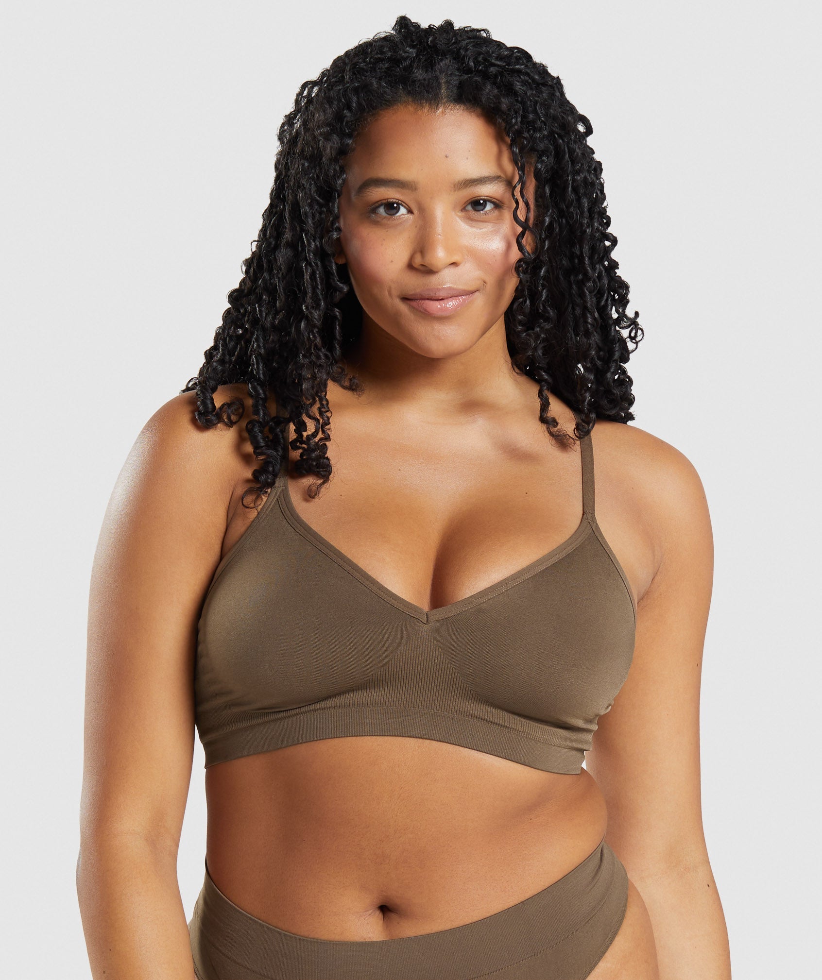 Brown Women's Gymshark Seamless Low Neck Sports Bra | IABQDW-503