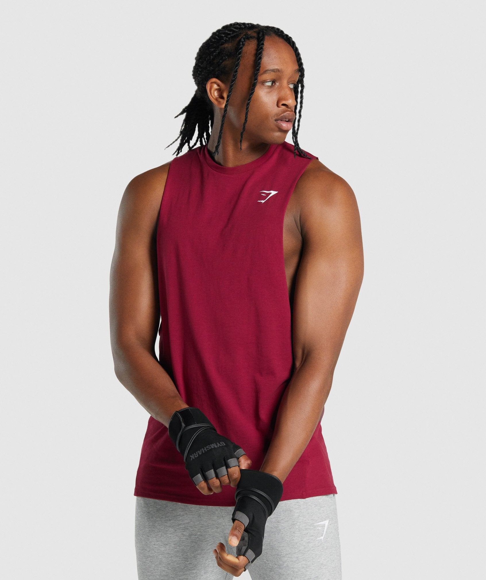 Burgundy Men's Gymshark Critical 2.0 Drop Arm Tanks | WUFNTM-307