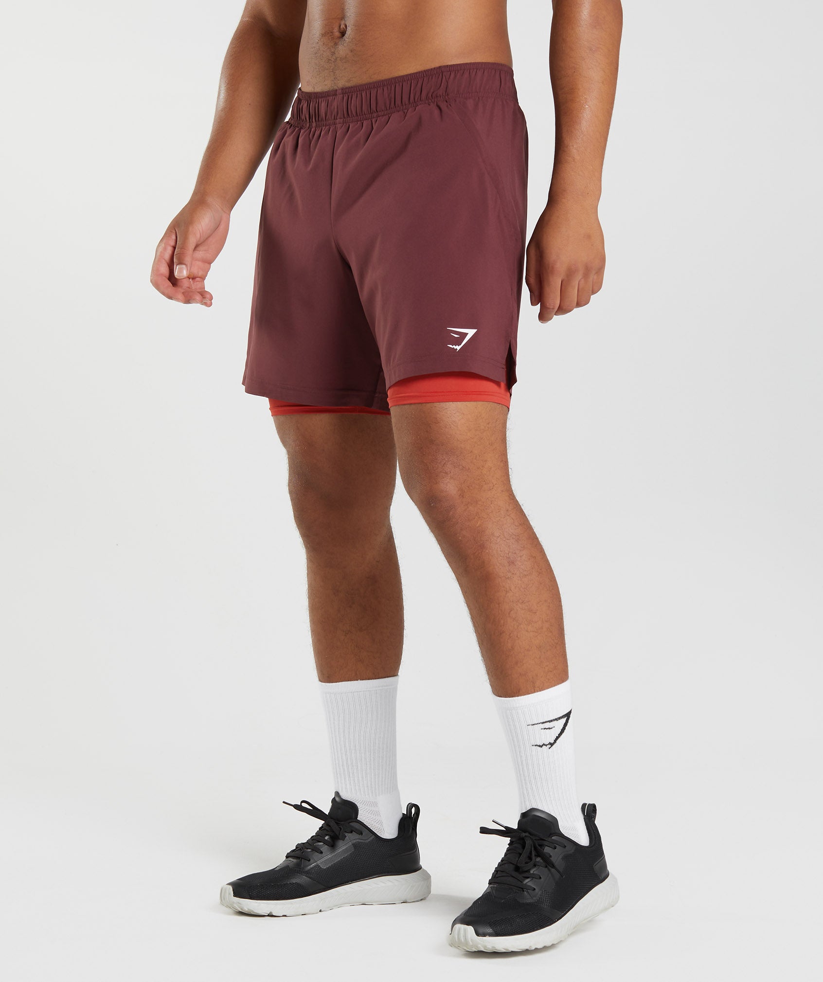 Burgundy Men's Gymshark Sport 7" 2 In 1 Shorts | SXWTGD-032