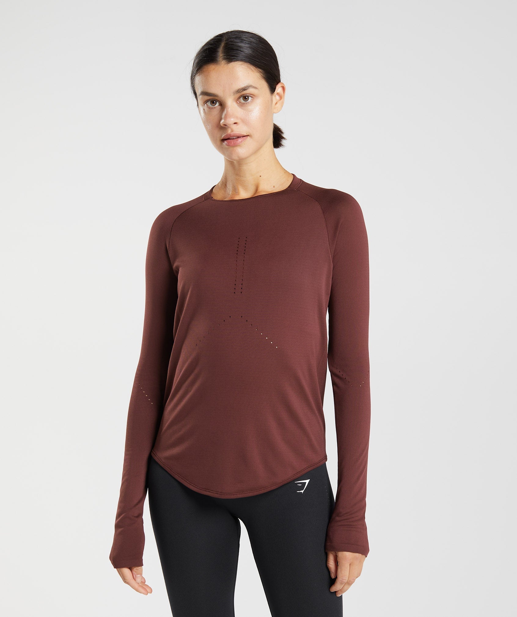 Burgundy Women's Gymshark Sweat Seamless Long Sleeve Tops | AXSEIV-851