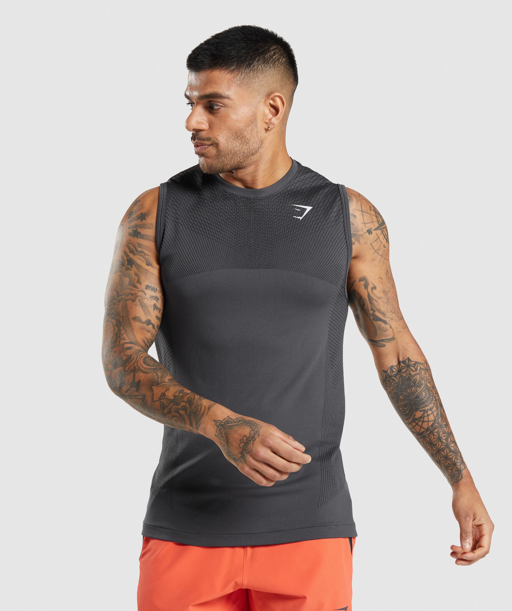 Dark Grey Men's Gymshark Apex Seamless Tanks | CYAWIK-652