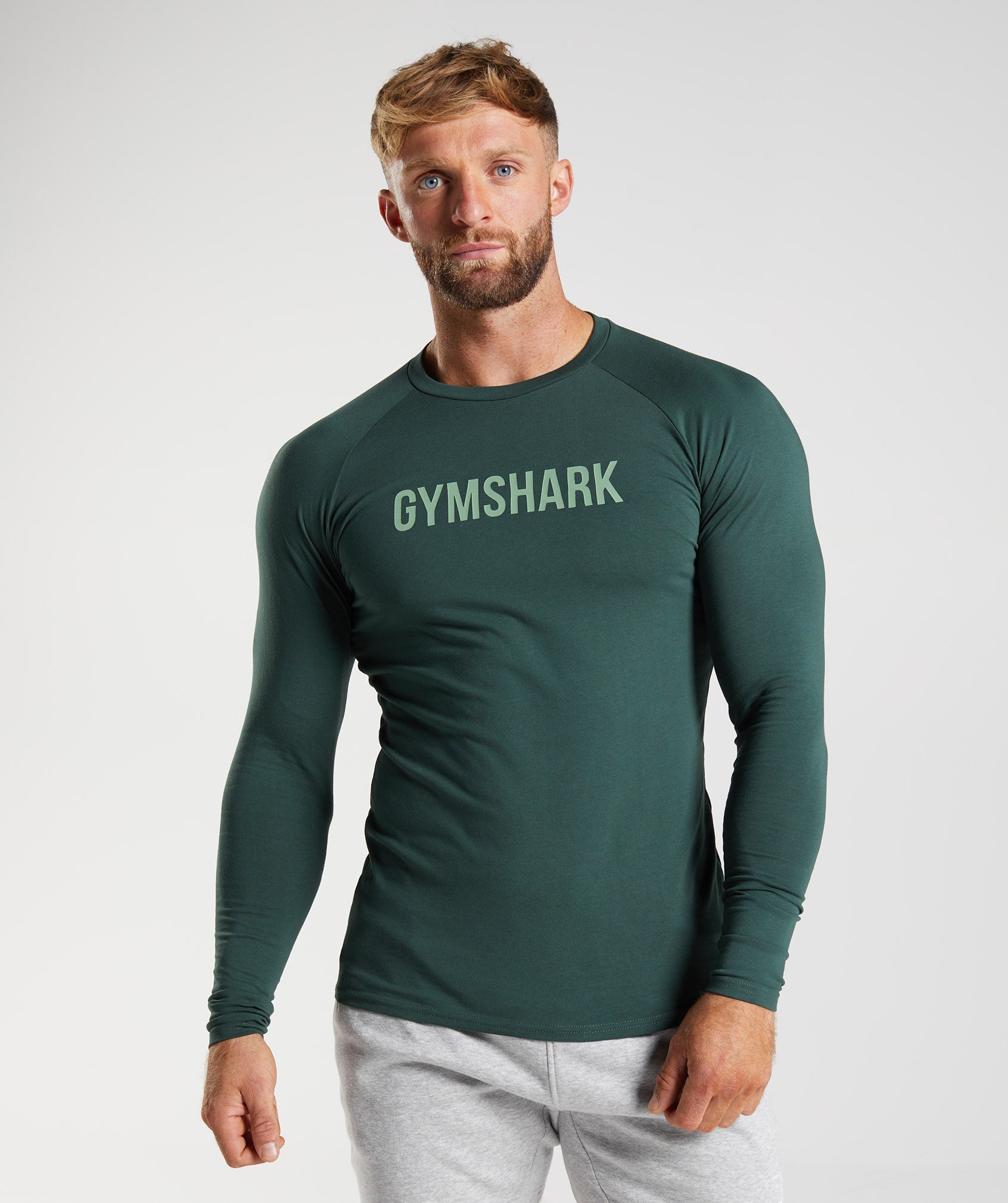 Green Men's Gymshark Apollo Long Sleeve T Shirts | BJZLMG-190