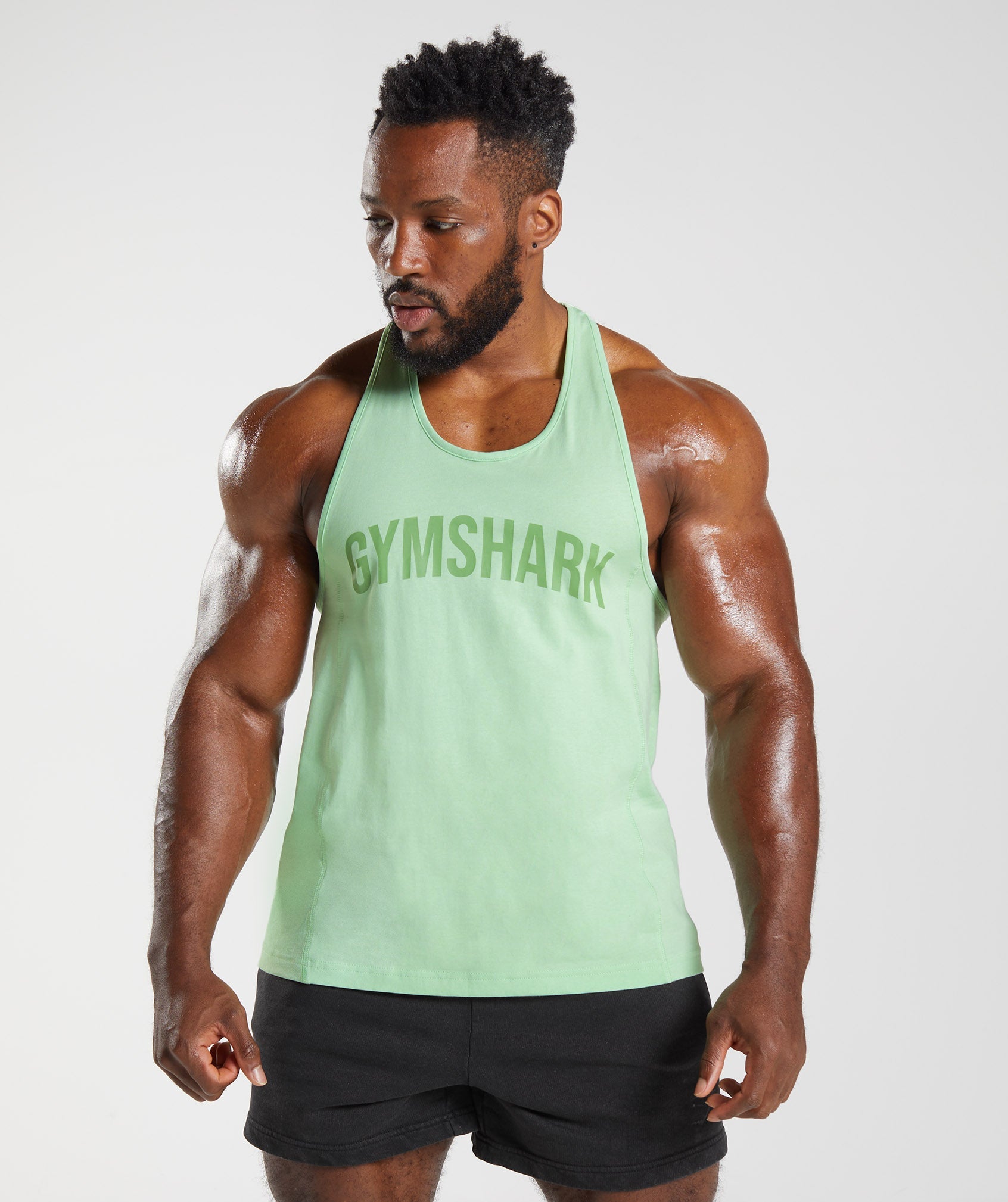 Green Men's Gymshark Power Stringer Vest | BYCOGQ-854