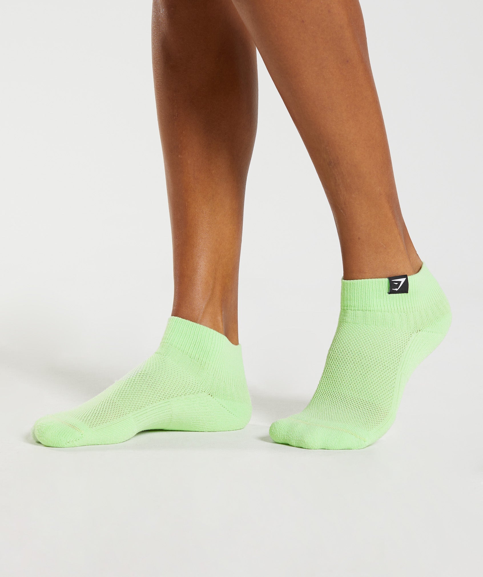 Green / Pink / Fuchsia Women's Gymshark Woven Tab Sneaker 3pk Socks | UPNVYQ-201