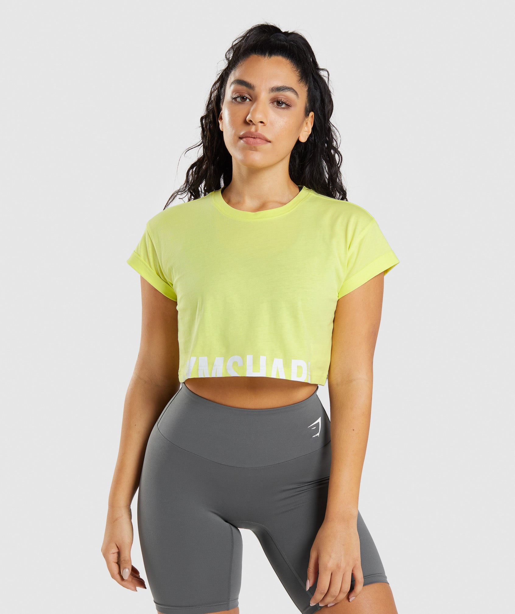 Green Women's Gymshark Fraction Crop Tops | NEJDKP-694