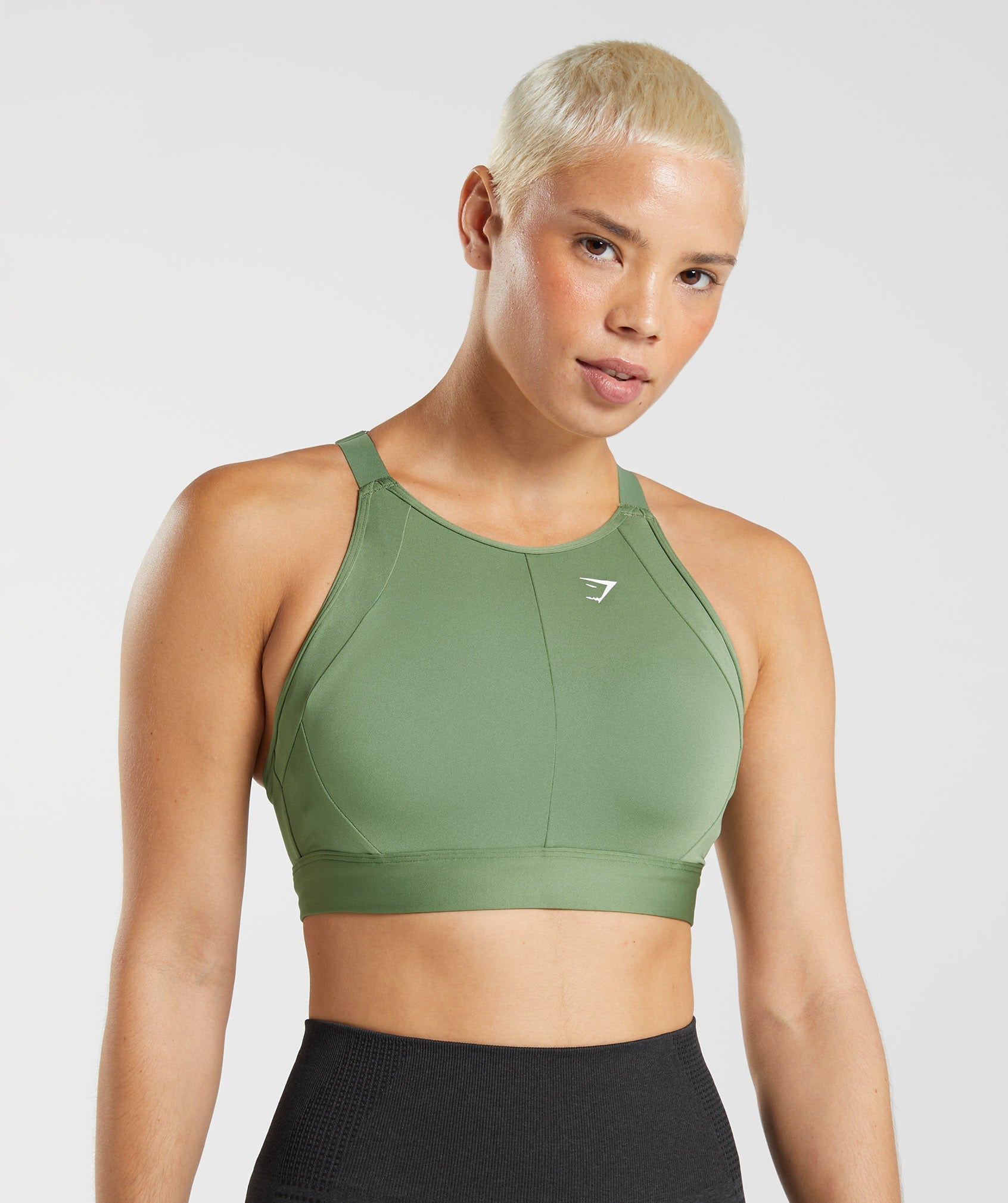 Green Women's Gymshark High Neck High Support Sports Bra | DSOCMX-041