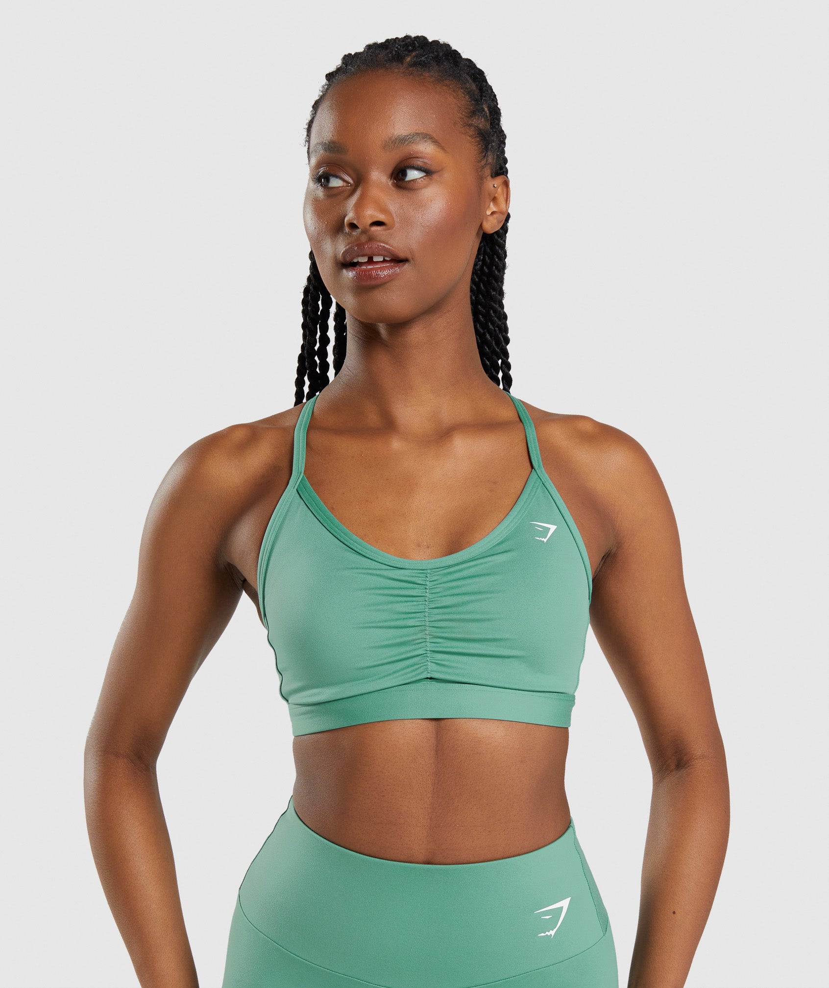 Green Women's Gymshark Ruched Sports Bra | CWGMJH-176