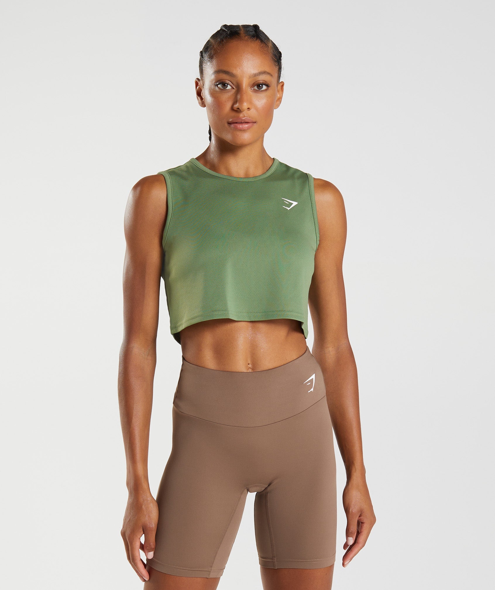 Green Women's Gymshark Training Crop Tanks | DYTNGM-706