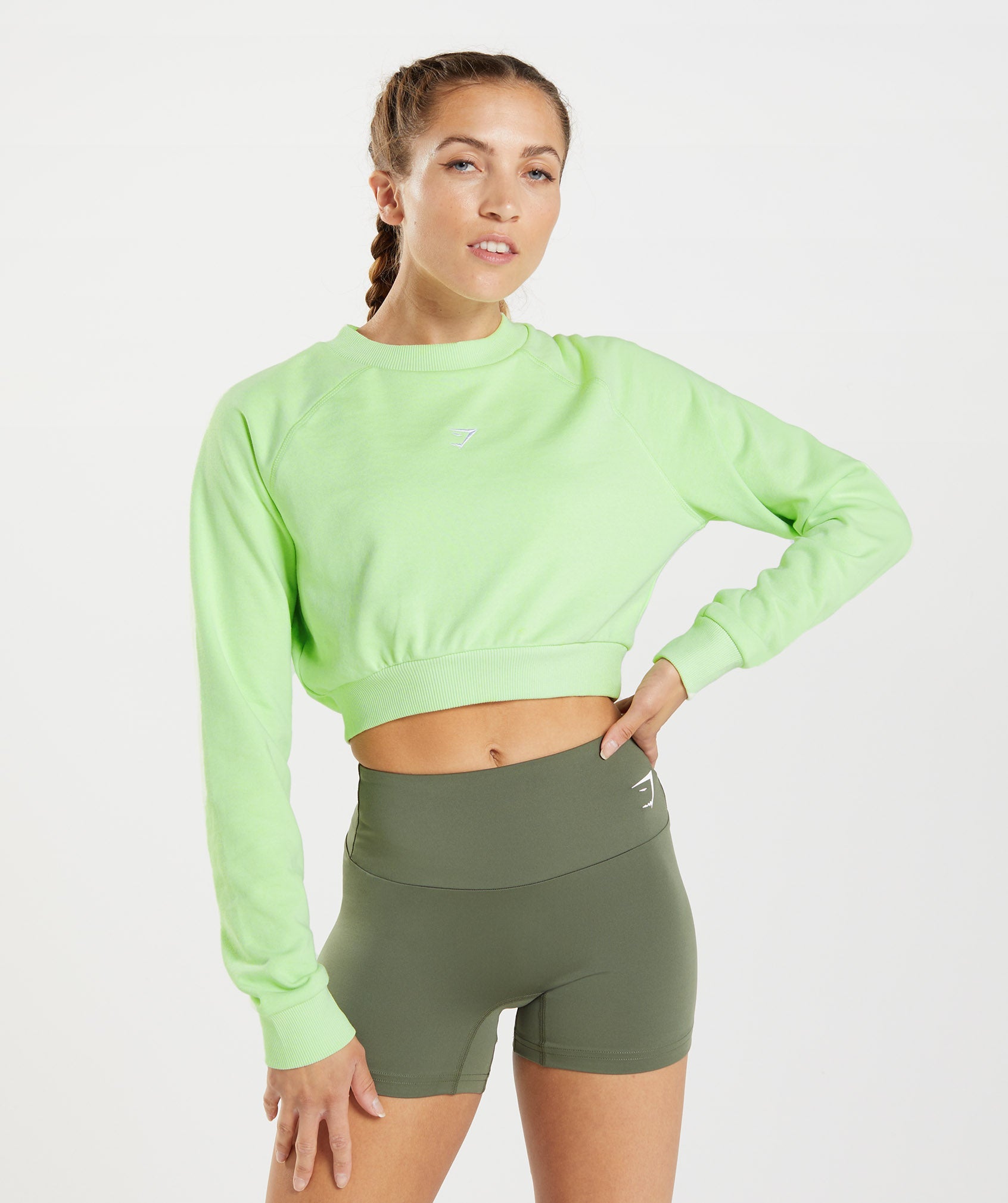 Green Women's Gymshark Training Cropped Sweaters | KPGMTB-041