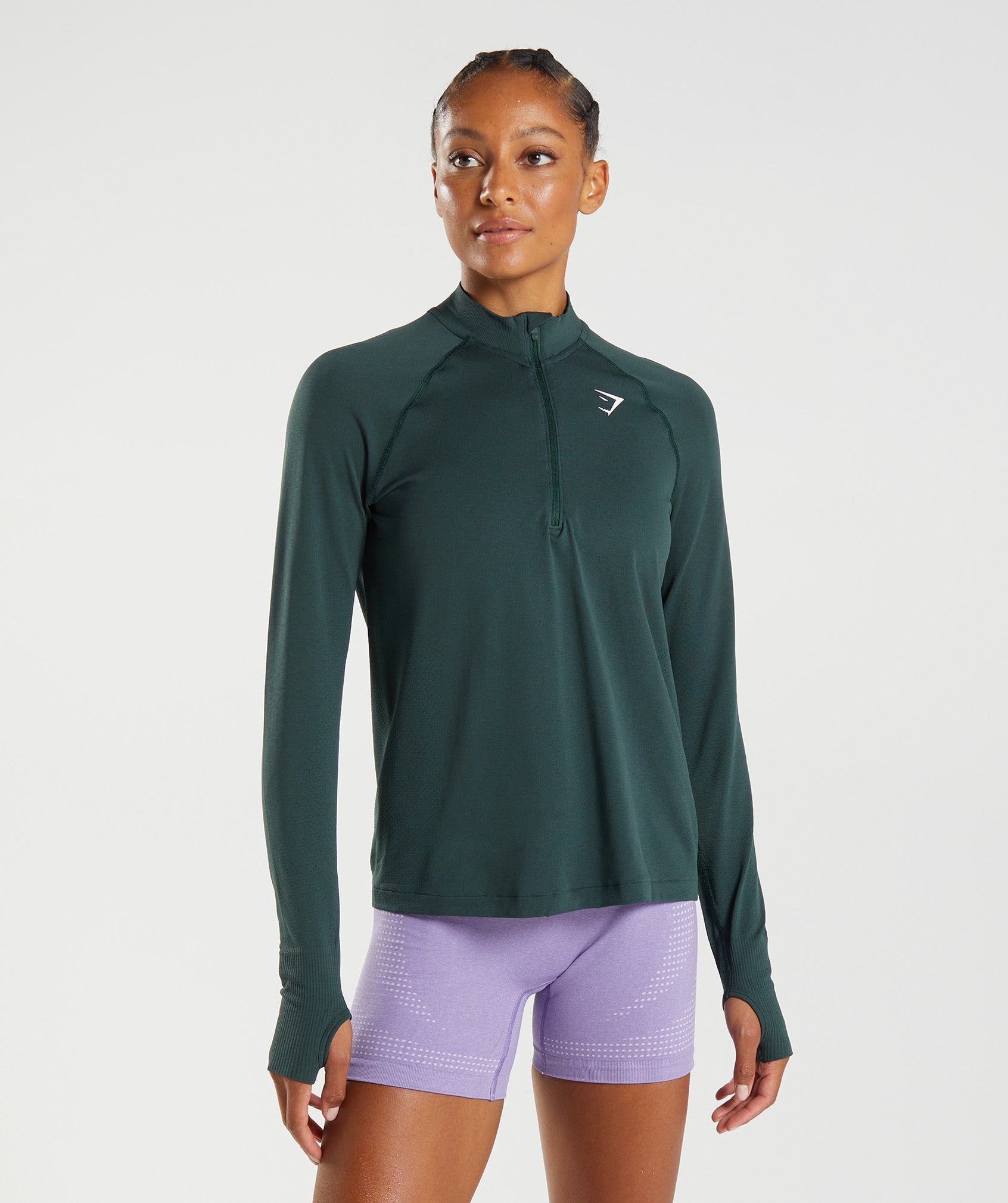 Green Women's Gymshark Vital Seamless 1/2 Zip Sweatshirts | ATRESW-159